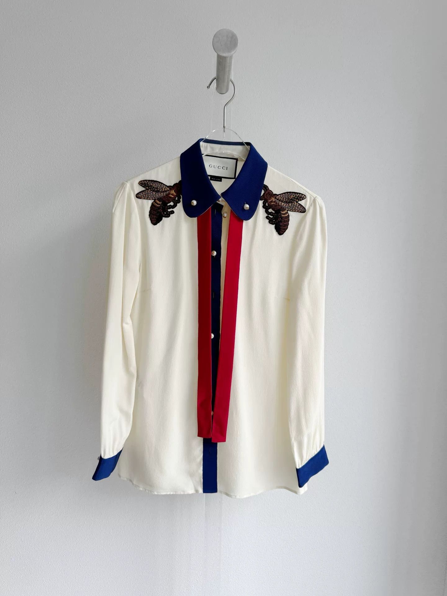 Gucci Gucci Silk Shirt with Bee Embroidery Size XS / US 0-2 / IT 36-38 - 2 Thumbnail