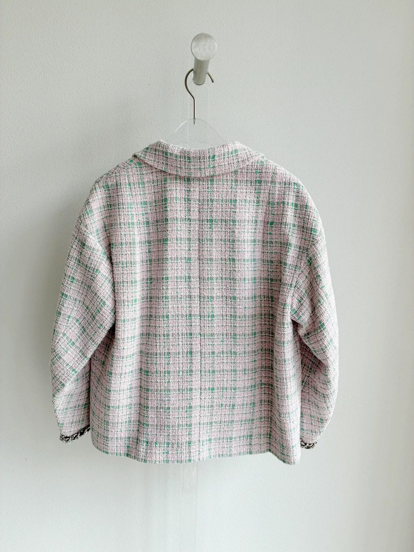 Chanel Chanel 21S Pink Green Plaid Tweed Jacket Size XXS / US 00 / IT 34 - 3 Thumbnail