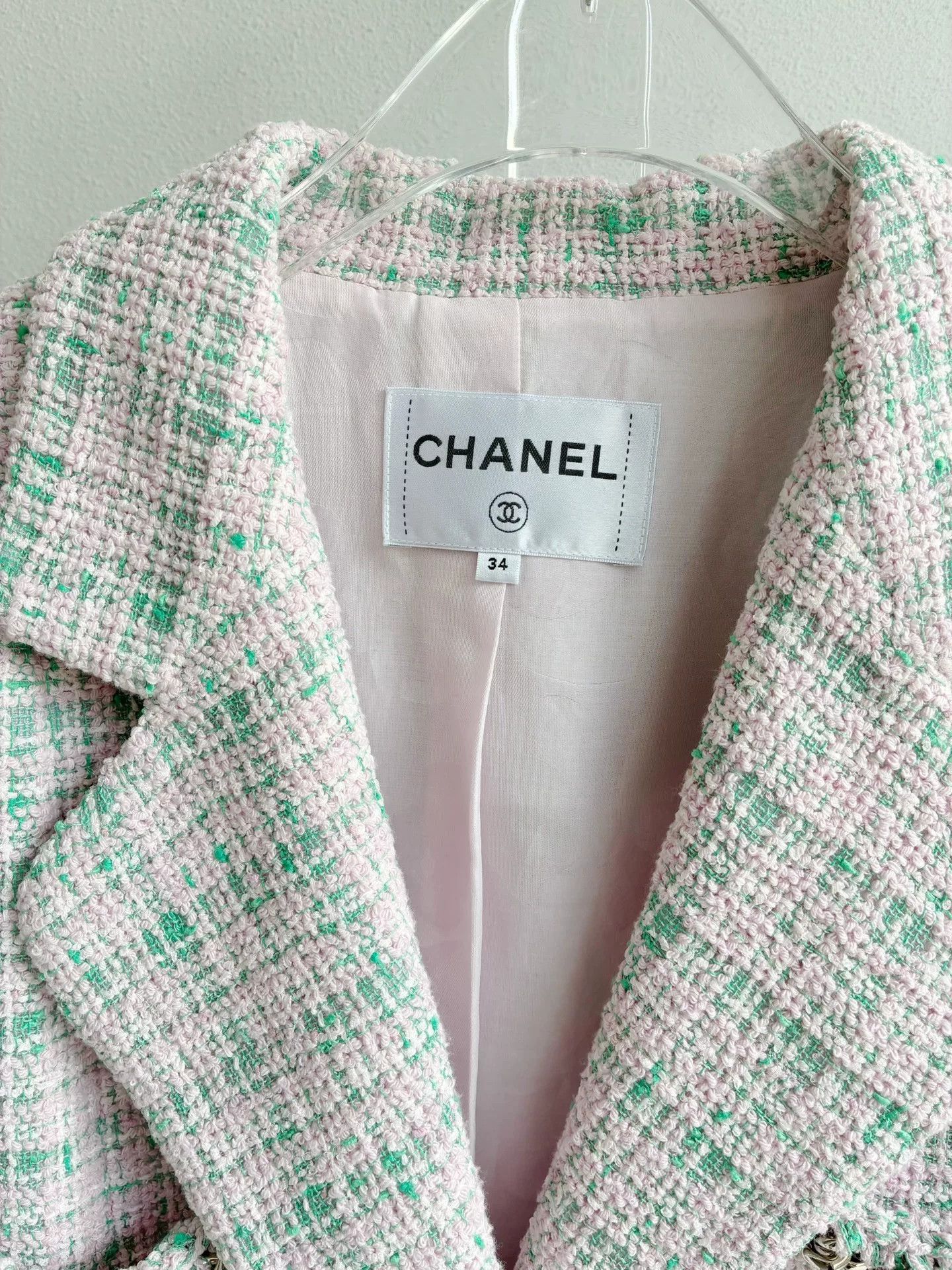 Chanel Chanel 21S Pink Green Plaid Tweed Jacket Size XXS / US 00 / IT 34 - 4 Thumbnail
