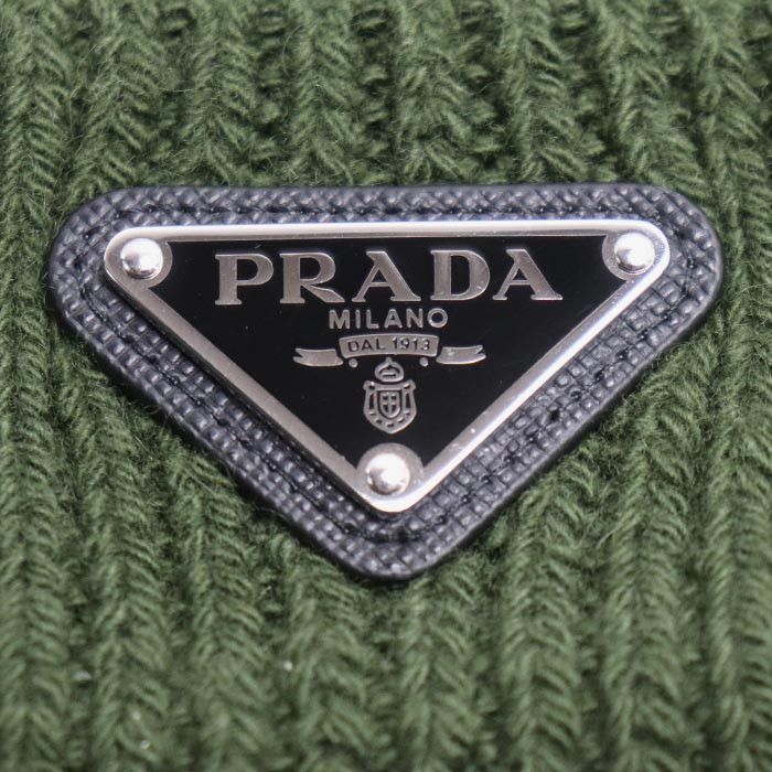 Prada Prada Prada Triangle Logo Wool Cashmere Knit Cap Textile Hats UMD489 DUTY FREE for USA Size ONE SIZE - 4 Thumbnail