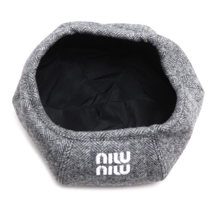 Miu Miu Miu Miu Miu Miu Logo Wool Beret Textile Hats 5HC075 DUTY FREE for USA Size ONE SIZE - 4 Thumbnail