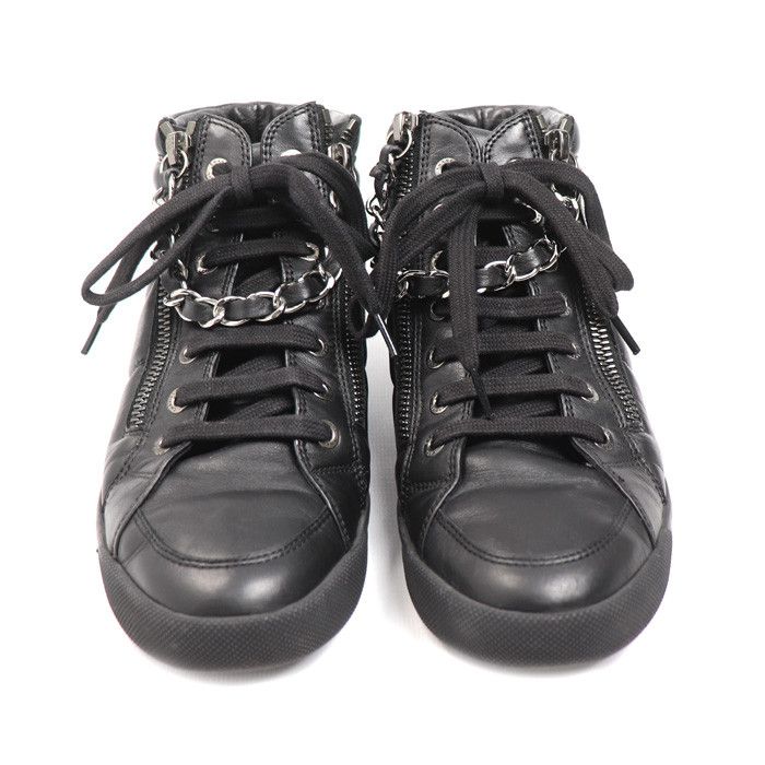 Chanel Chanel Chanel Leather Chain High Top Sneakers Leather Shoes G31316 DUTY FREE for USA Size ONE SIZE - 2 Thumbnail