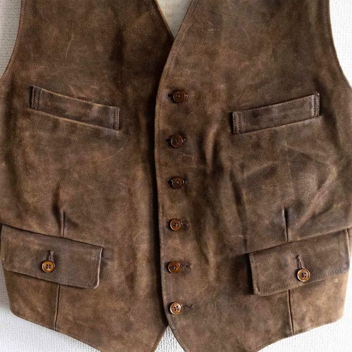 RRL Ralph Lauren Ralph Lauren Waxed Leather Vest XL Size US XL / EU 56 / 4 - 2 Thumbnail