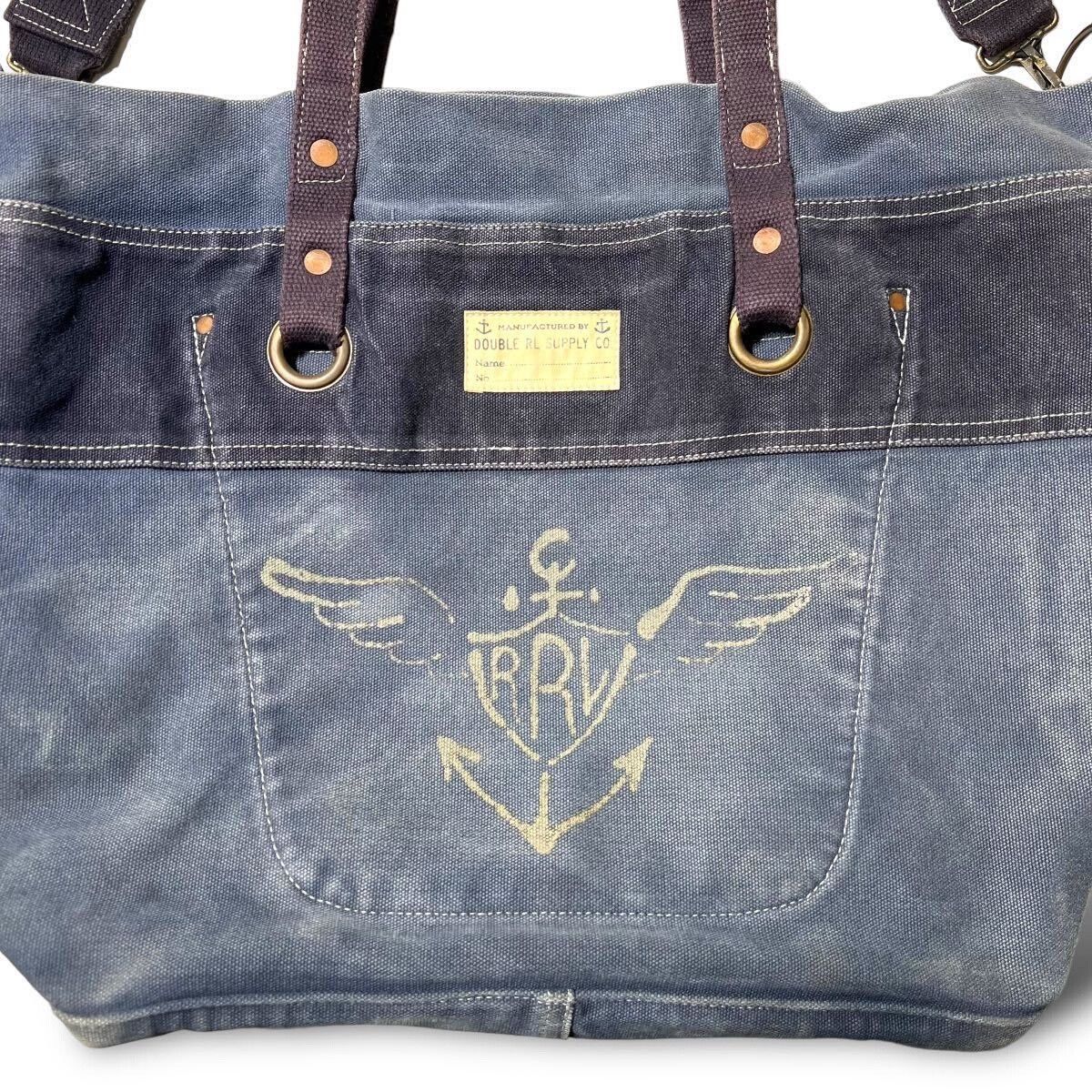 RRL Ralph Lauren US Navy Sailcloth Canvas Tote Bag Size ONE SIZE - 3 Thumbnail