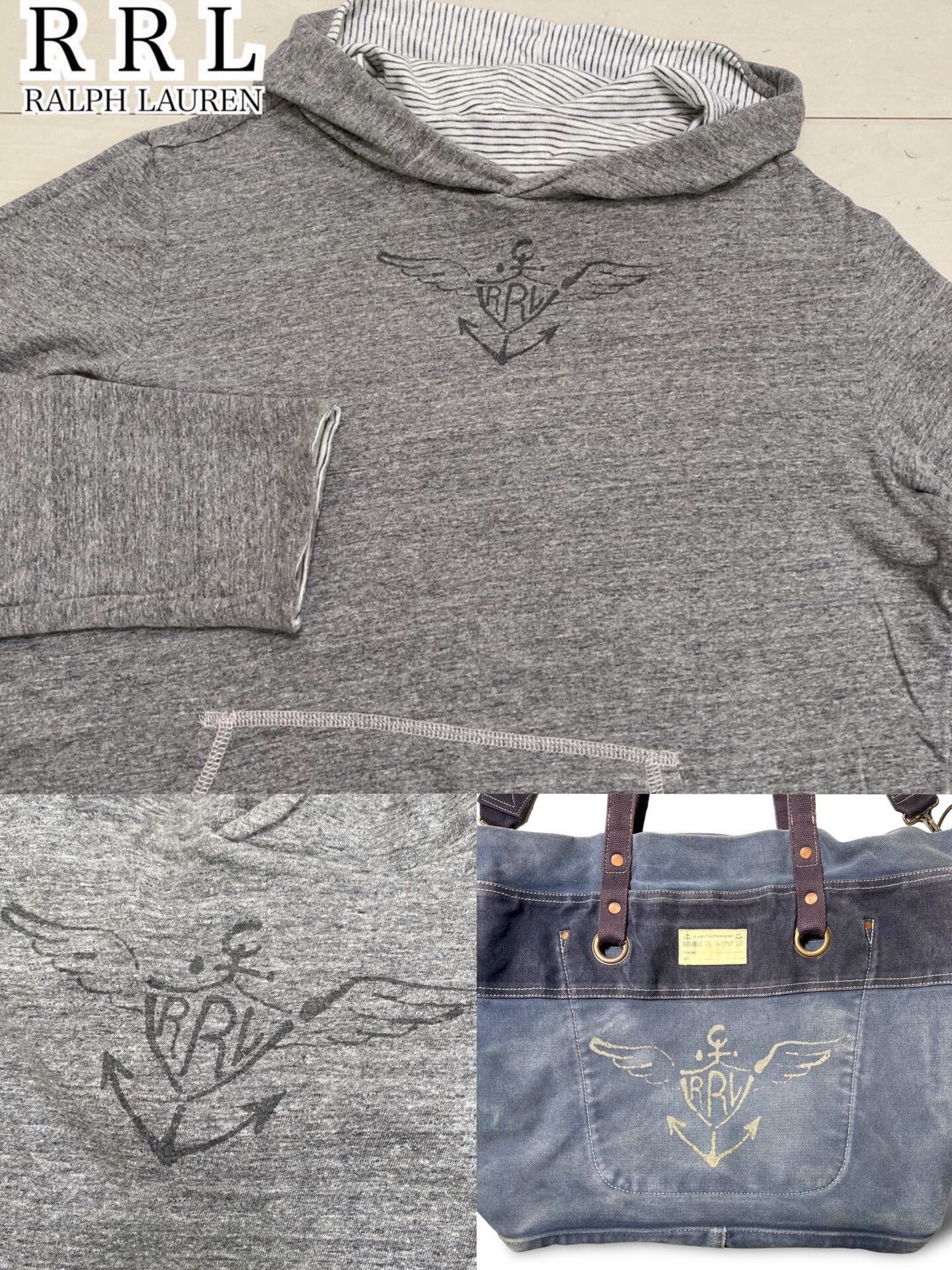 RRL Ralph Lauren US Navy Sailcloth Canvas Tote Bag Size ONE SIZE - 4 Thumbnail
