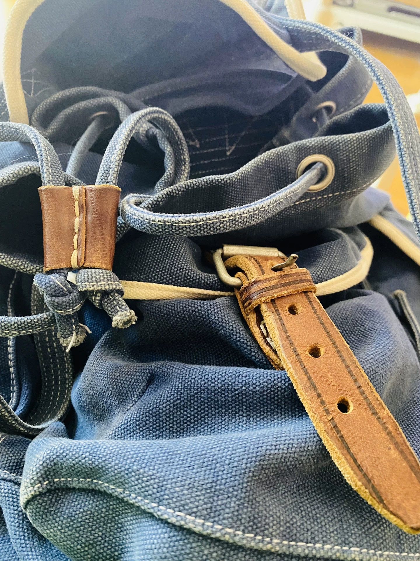 RRL Ralph Lauren Double RL Blue Denim Military Style Backpack Size ONE SIZE - 4 Thumbnail