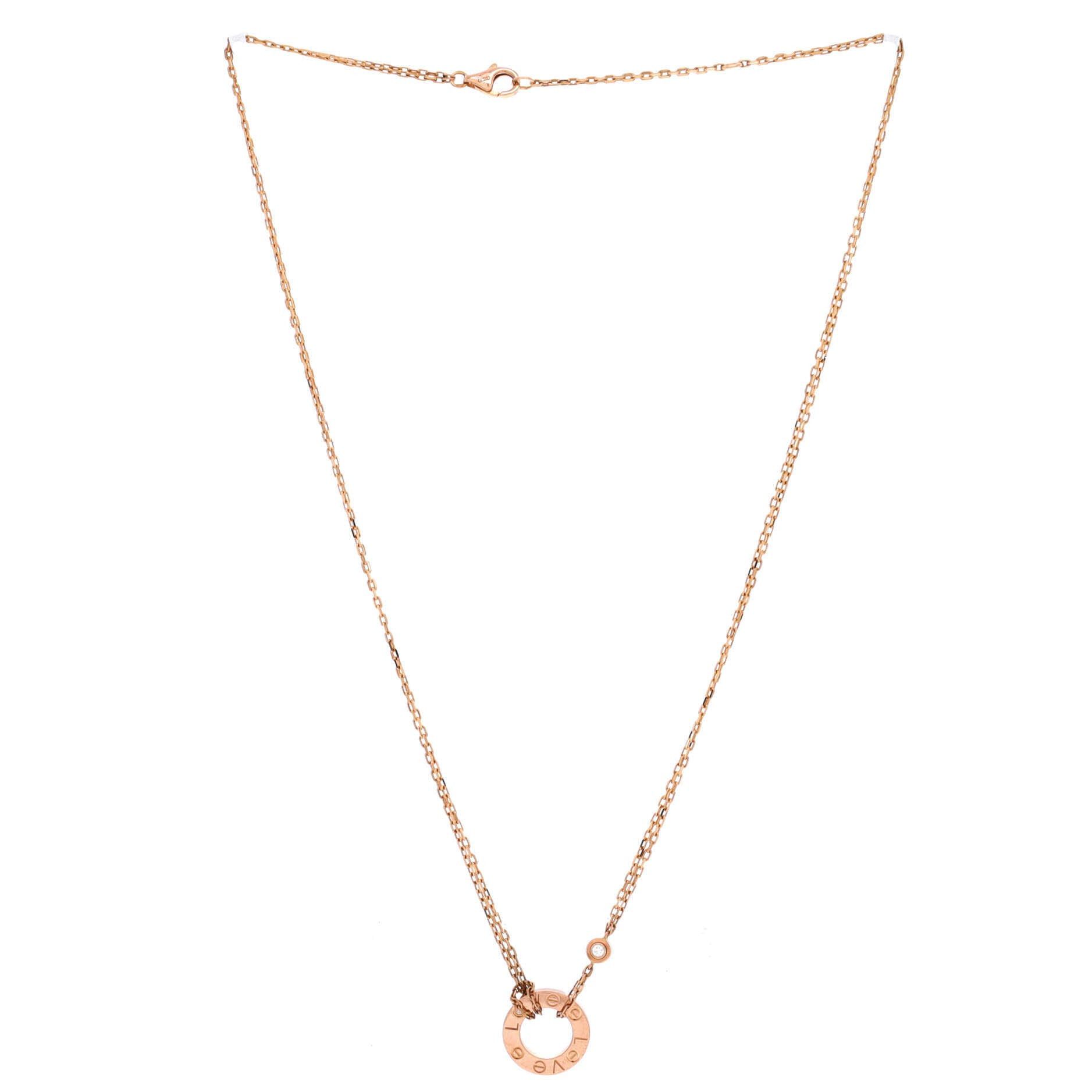 Cartier 2 Diamonds Love Pendant Necklace Size ONE SIZE - 3 Thumbnail