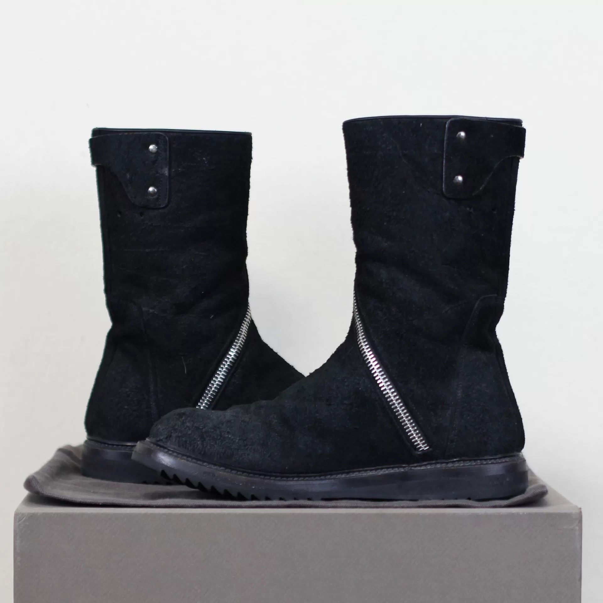 Rick Owens Rick Owens Black Suede Military Boots Size US 7.5 / IT 37.5 - 5 Thumbnail