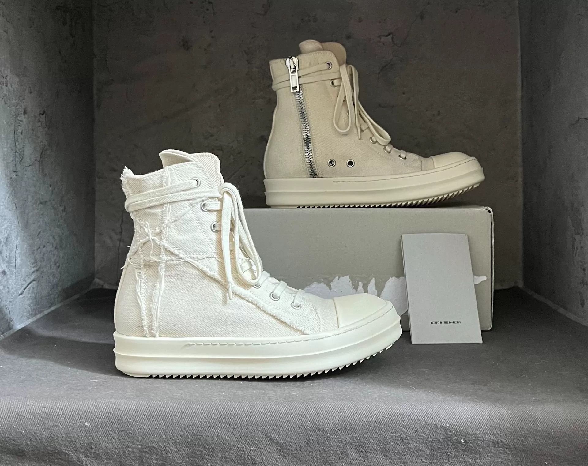 Rick Owens Unique High-Top Canvas Sneakers with Star Design Size US 5 / EU 37 - 5 Thumbnail