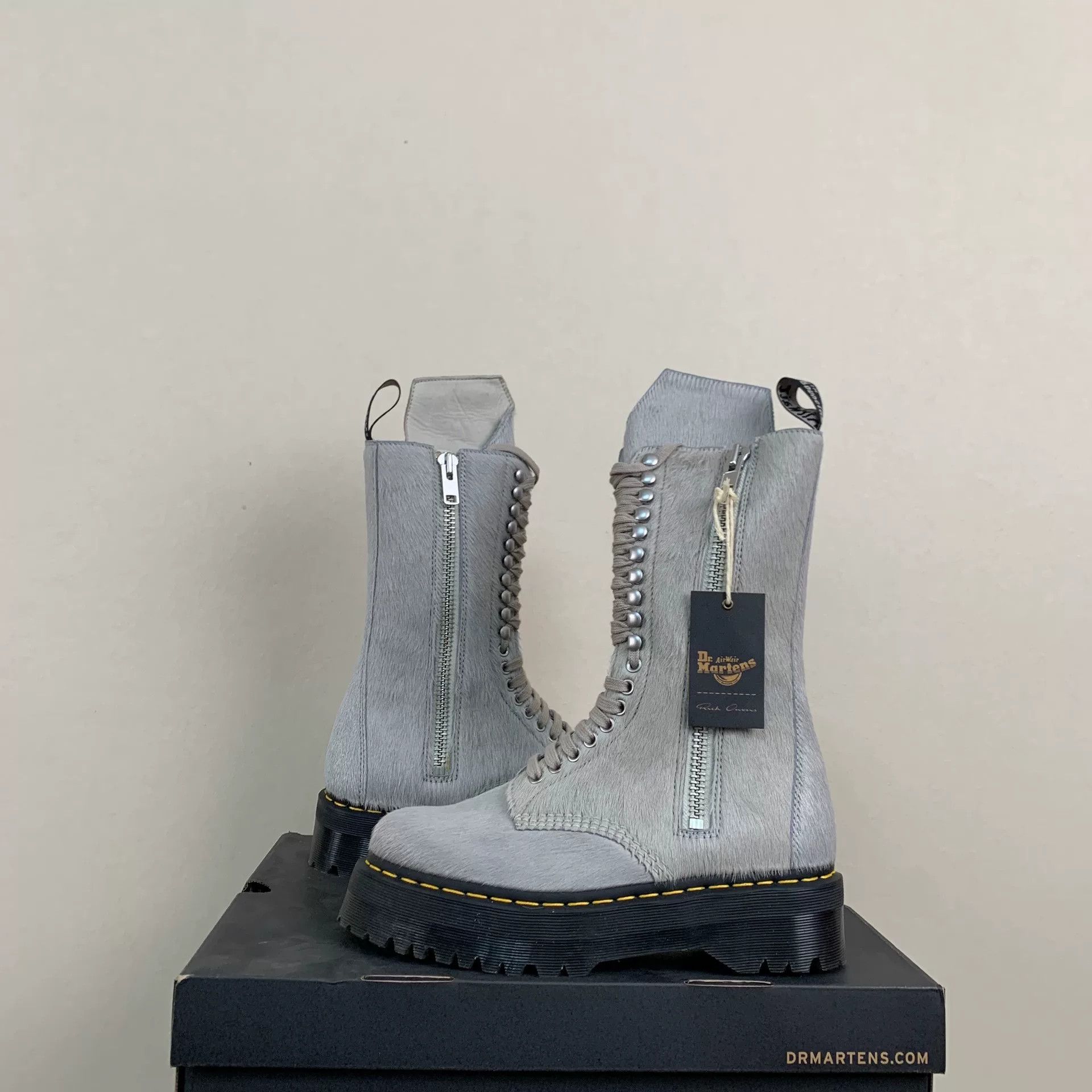 Rick Owens Gray Dr. Martens Collaboration Boots Size US 9 / EU 42 - 3 Thumbnail