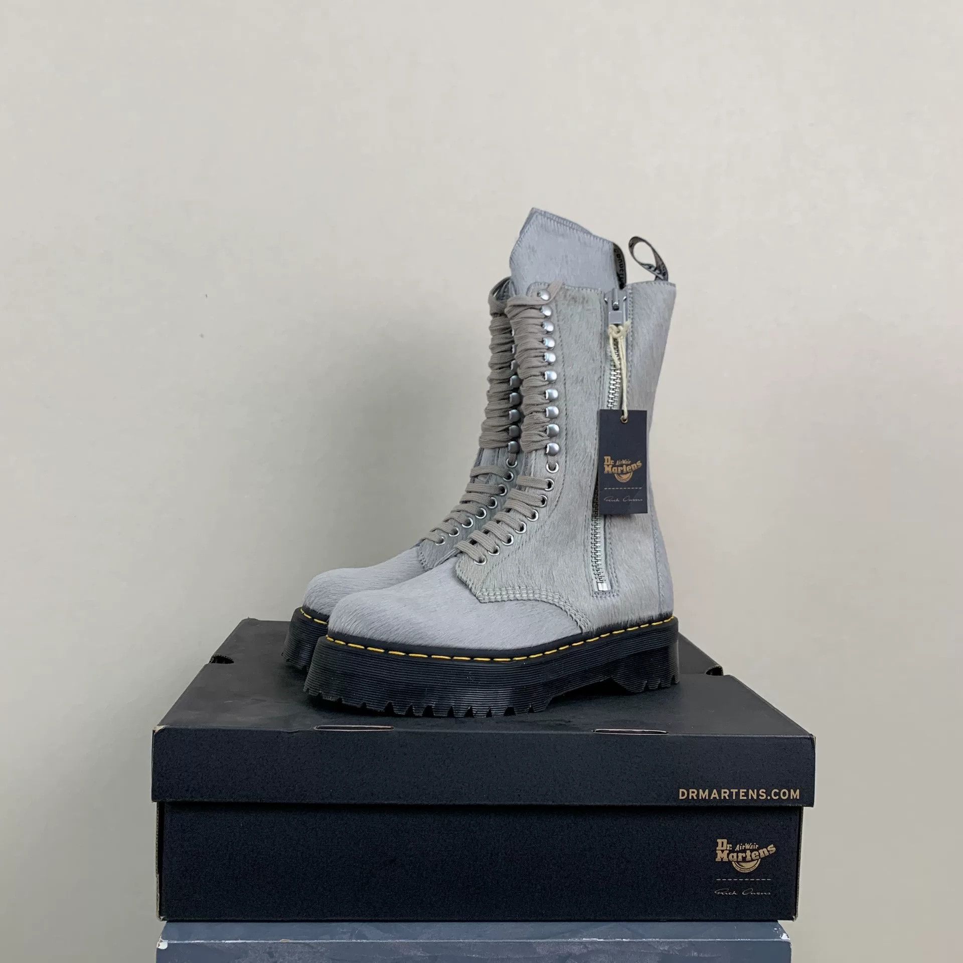 Rick Owens Gray Dr. Martens Collaboration Boots Size US 9 / EU 42 - 2 Thumbnail