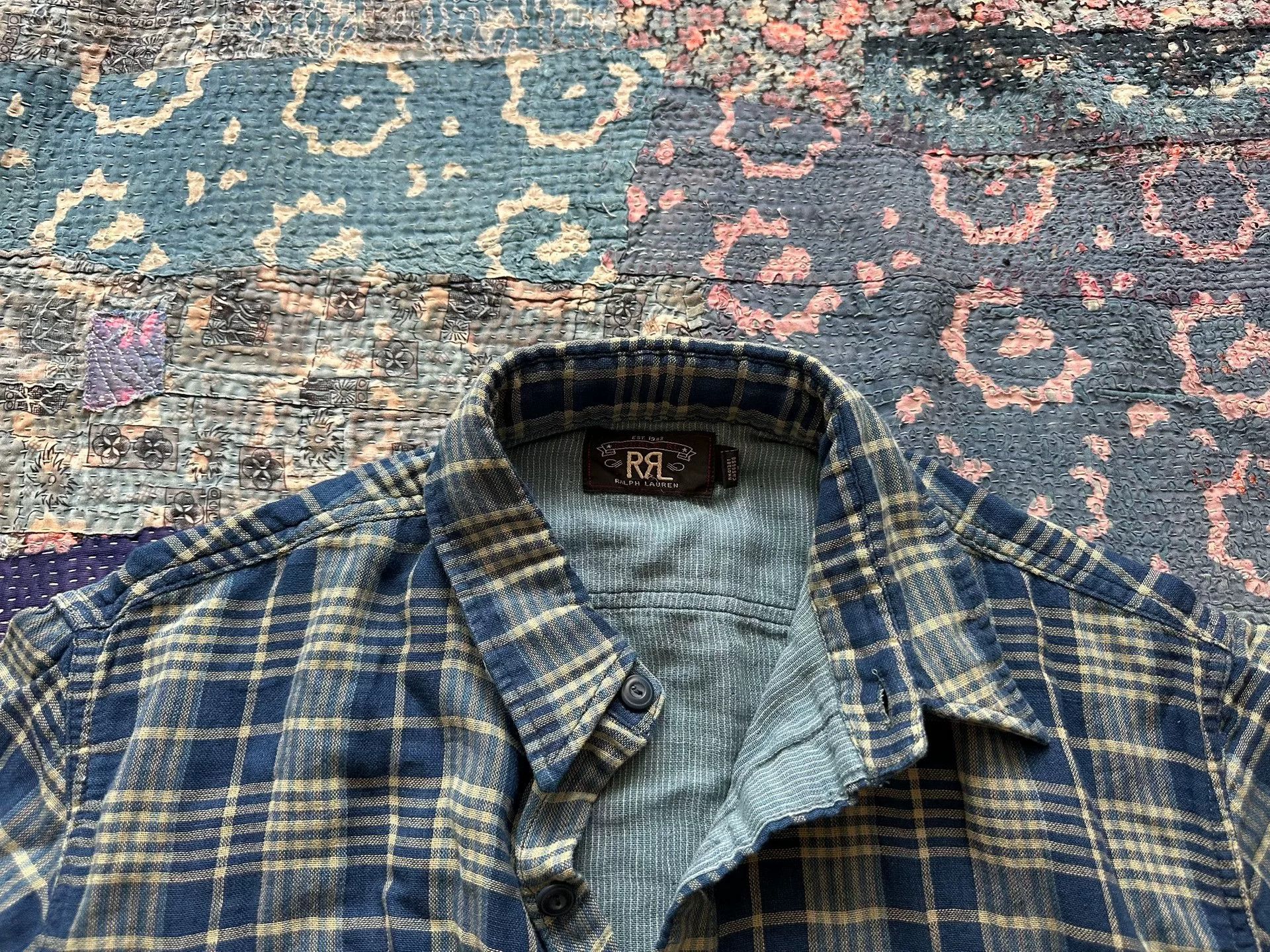 RRL Ralph Lauren RRL Cotton-Linen Checkered Stripe Shirt Size US L / EU 52-54 / 3 - 4 Thumbnail