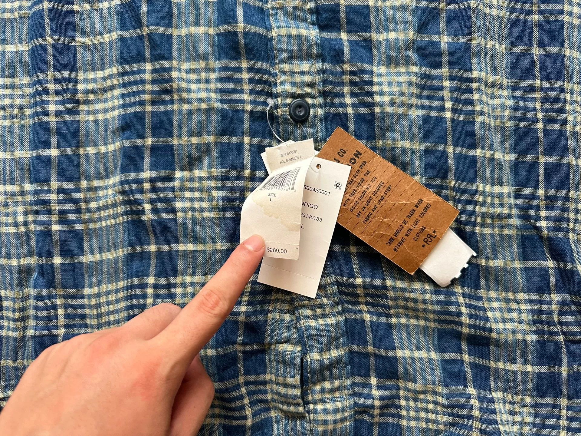 RRL Ralph Lauren RRL Cotton-Linen Checkered Stripe Shirt Size US L / EU 52-54 / 3 - 3 Thumbnail