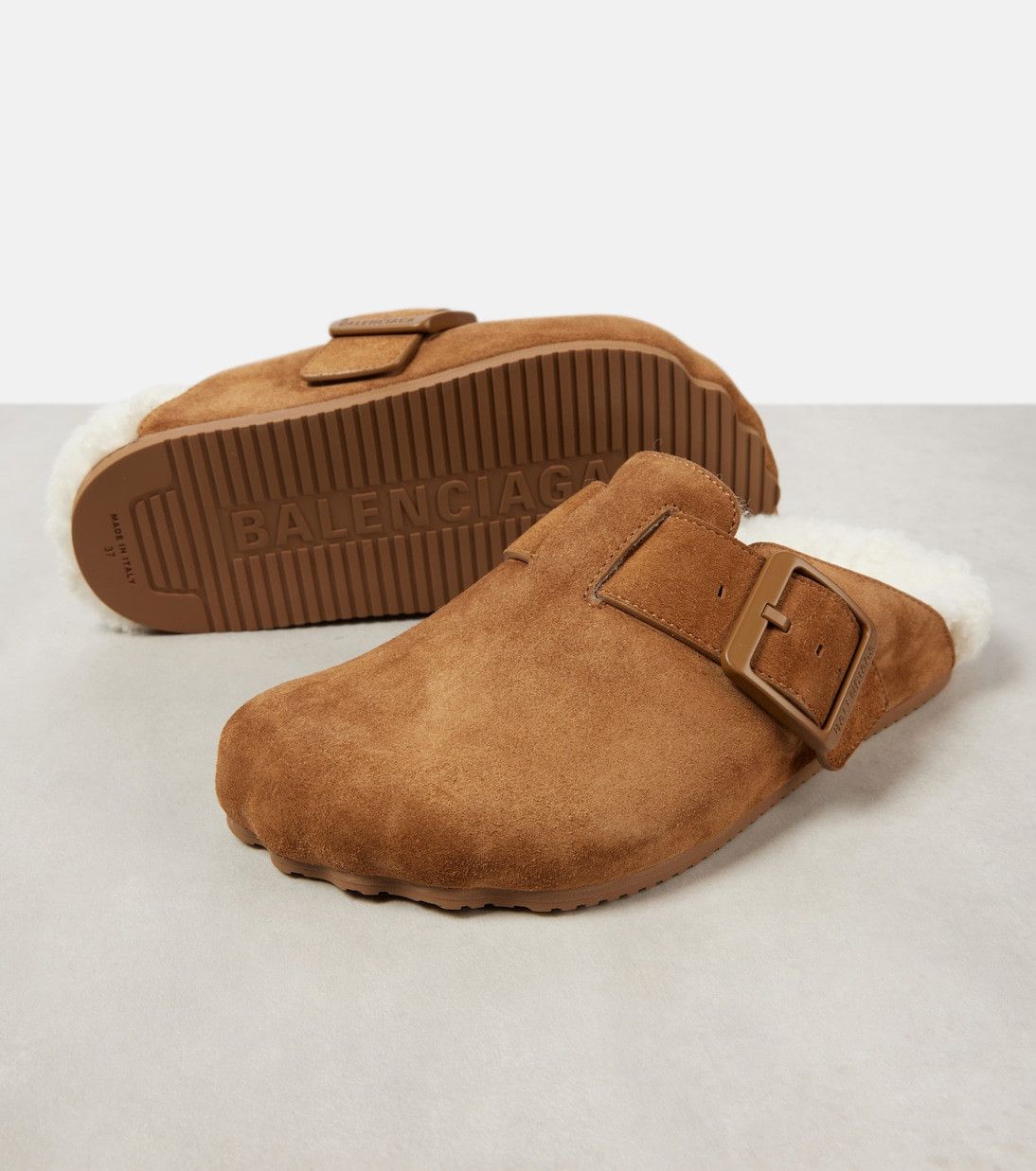 Balenciaga Sunday shearling-lined suede mules Size US 8 / IT 38 - 3 Thumbnail
