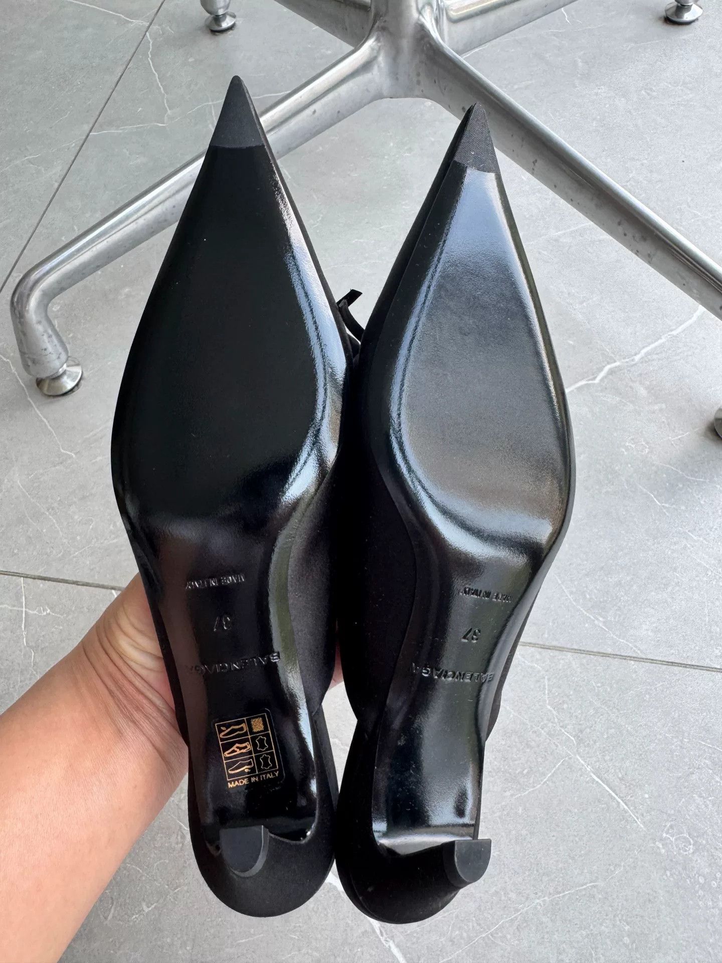 Balenciaga Balenciaga Black Satin Knife Pointed Heels Size US 6 / IT 36 - 6 Thumbnail