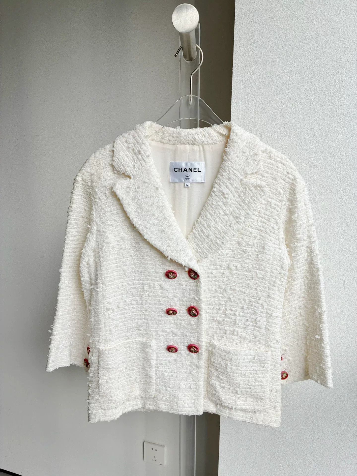 Chanel Chanel 17P White Tweed Jacket Size XXS / US 00 / IT 34 - 2 Thumbnail