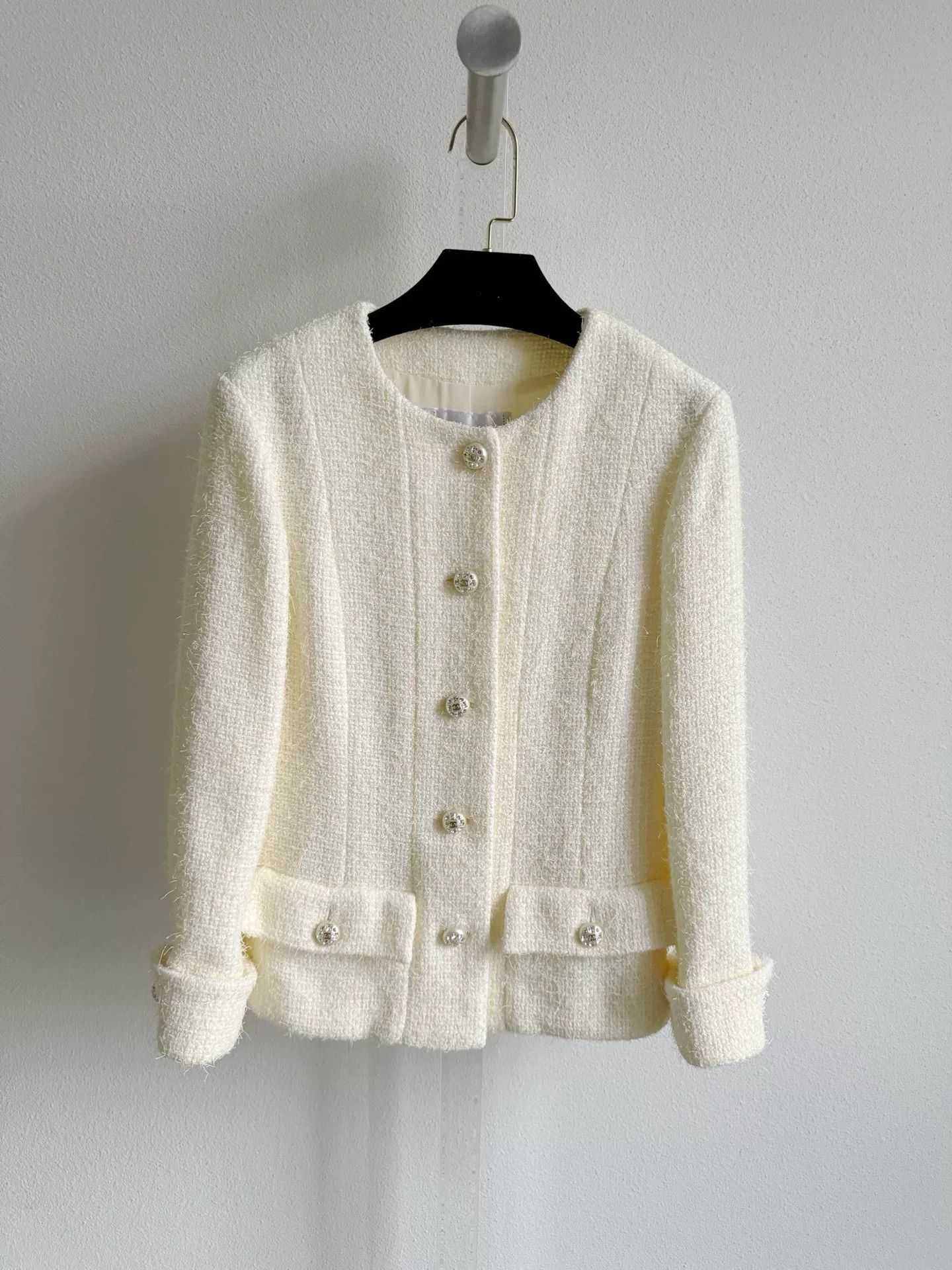 Chanel Chanel 23S Milk Yellow Pearl Tweed Coat Size XXS / US 00 / IT 34 - 2 Thumbnail