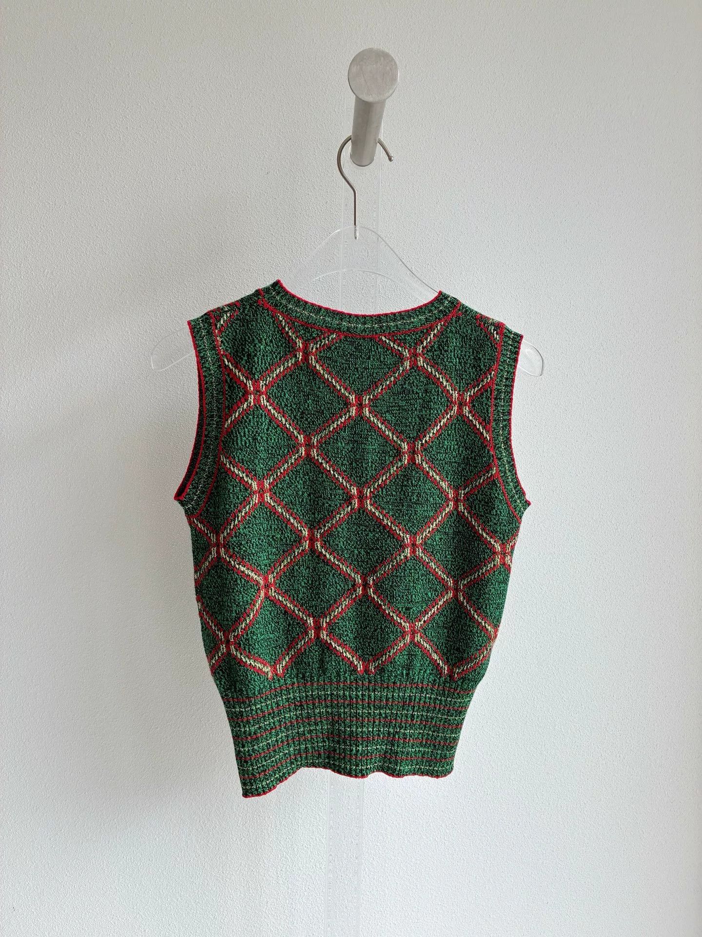 Gucci Gucci Green Diamond Pattern Embroidered Vest Size XXS / US 00 / IT 34 - 2 Thumbnail