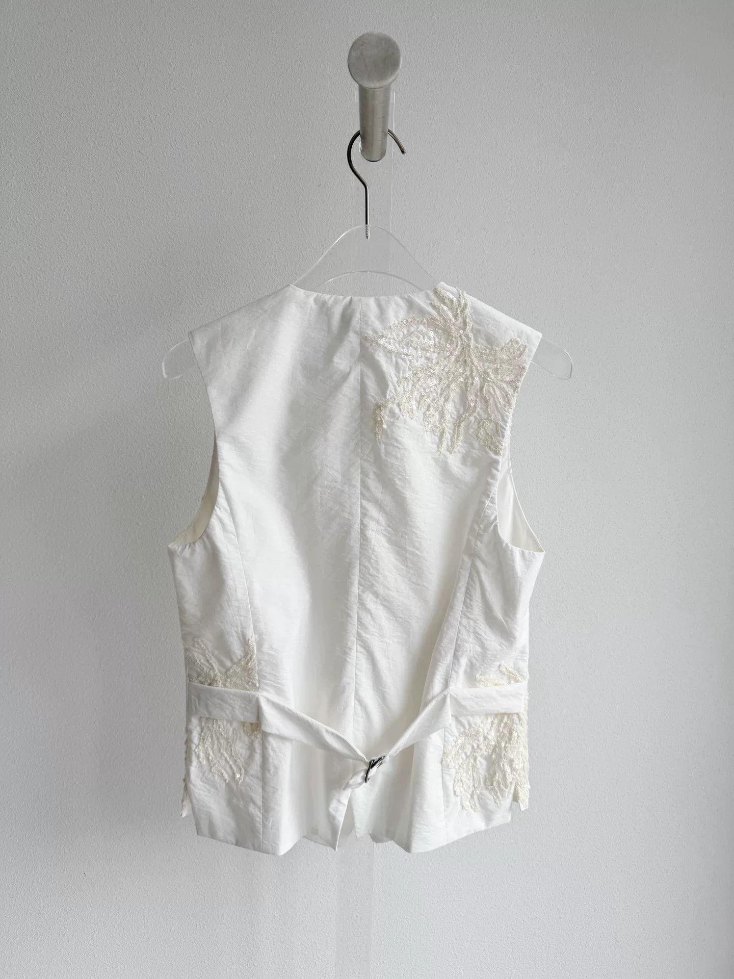 Brunello Cucinelli Brunello Cucinelli White Embroidered Vest Size S / US 4 / IT 40 - 3 Thumbnail