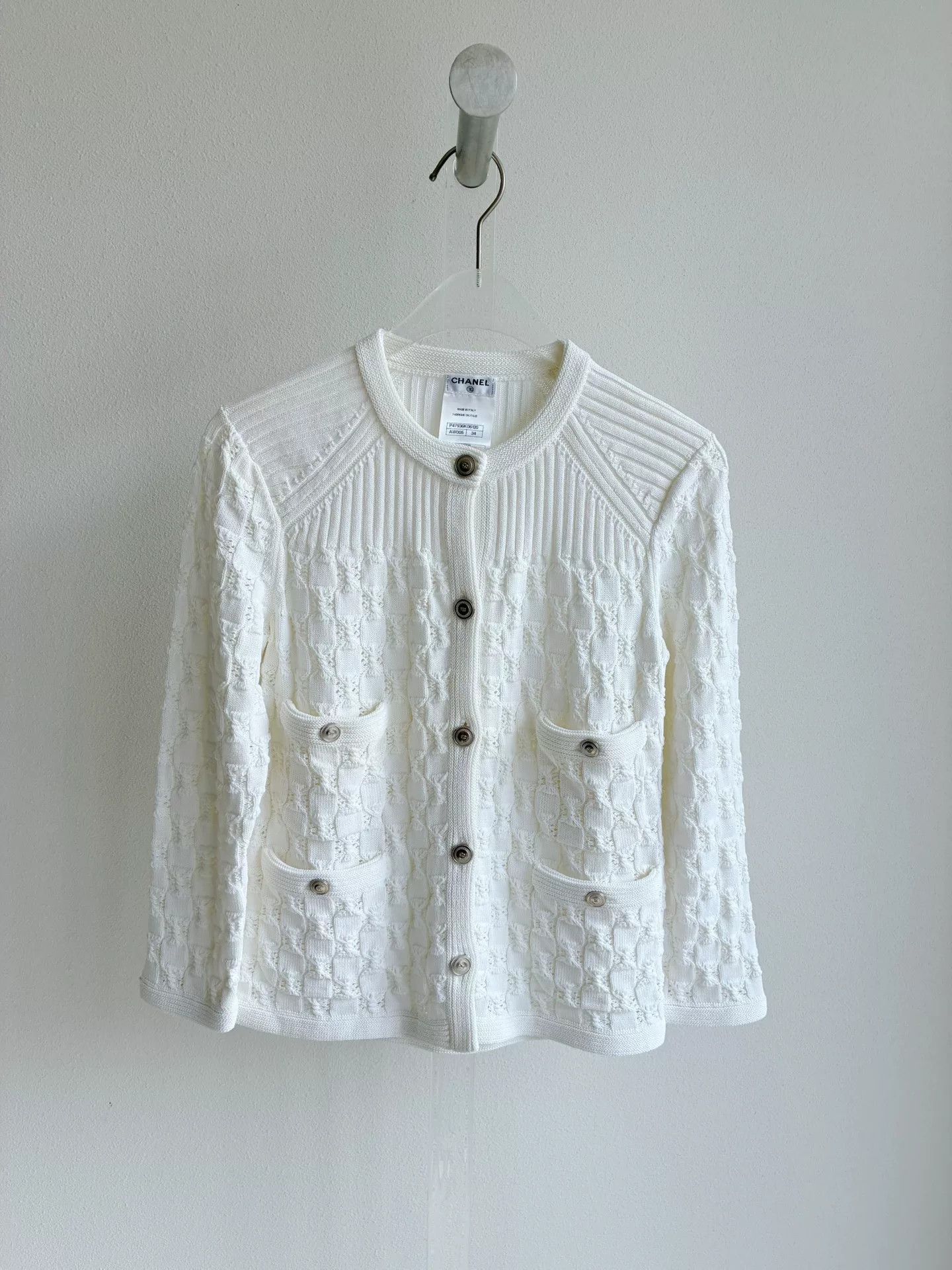 Chanel Chanel White Knit Cardigan Size XXS / US 00 / IT 34 - 2 Thumbnail
