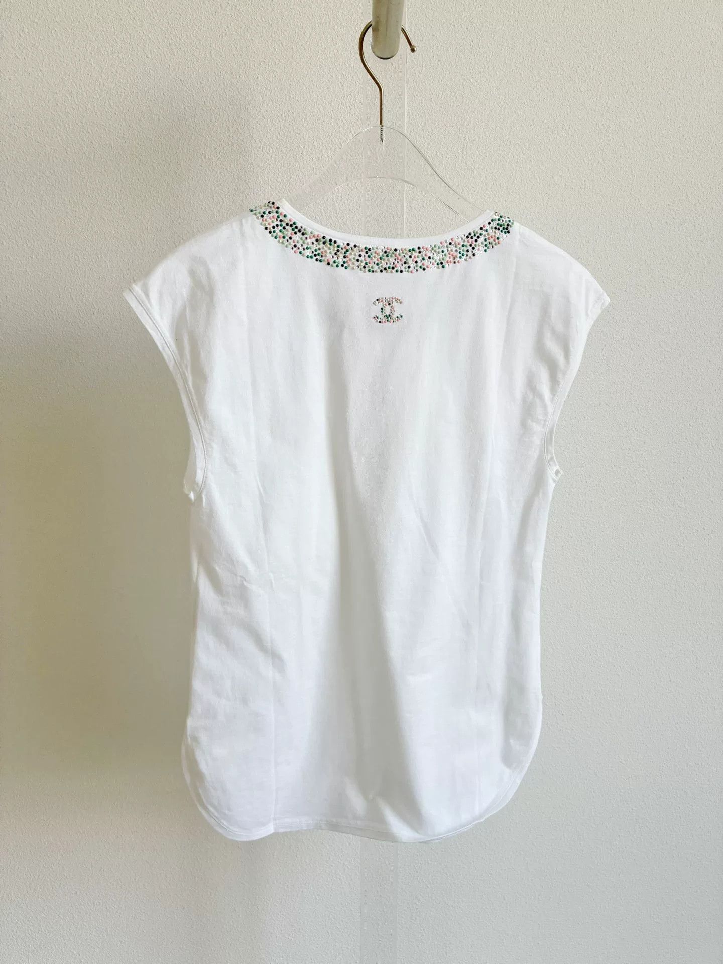 Chanel Chanel White Rhinestone T-shirt Size XXS / US 00 / IT 34 - 3 Thumbnail