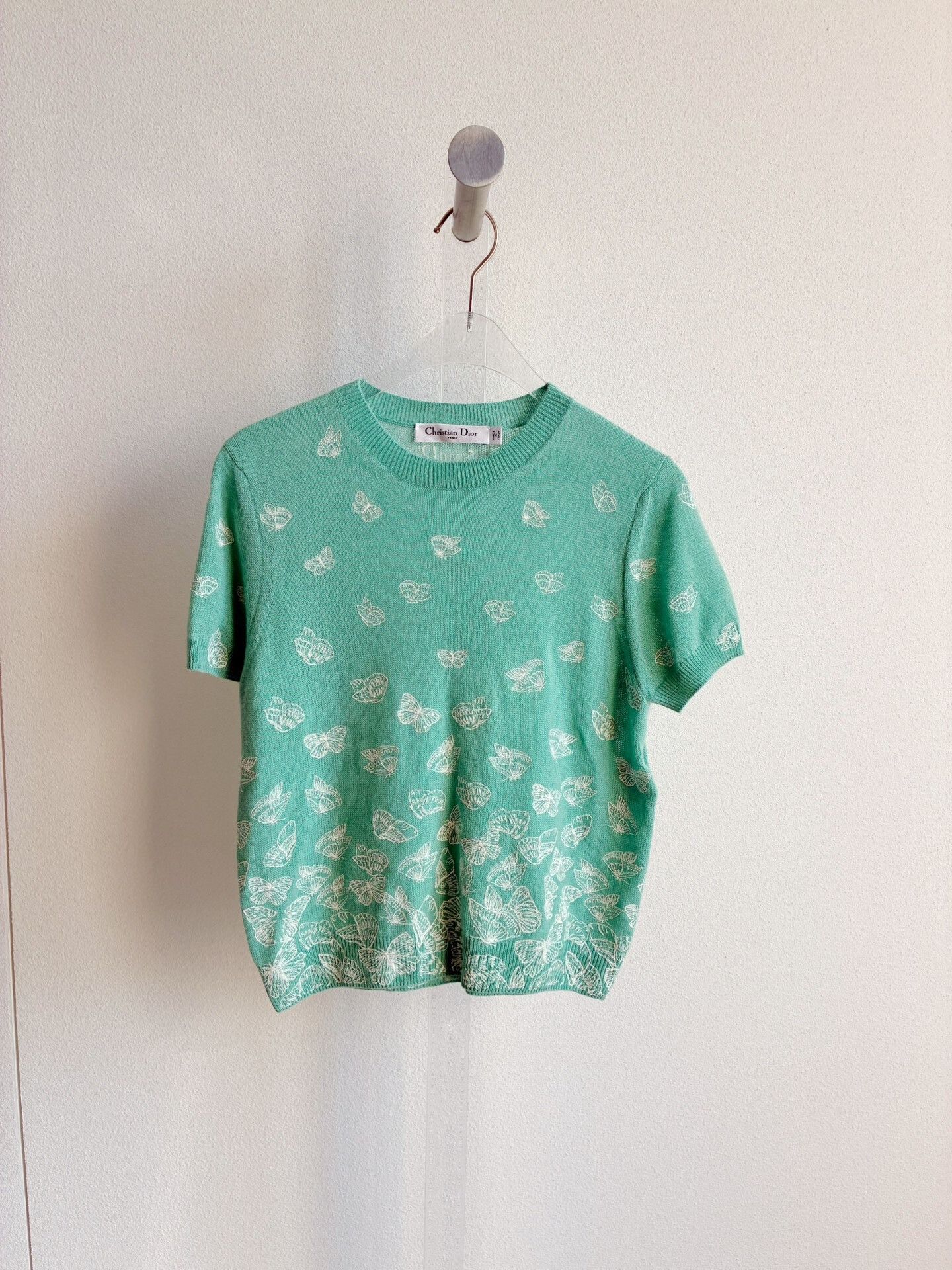 Dior Dior Mint Green Butterfly Embroidery Knit Top Size XS / US 0-2 / IT 36-38 - 2 Thumbnail