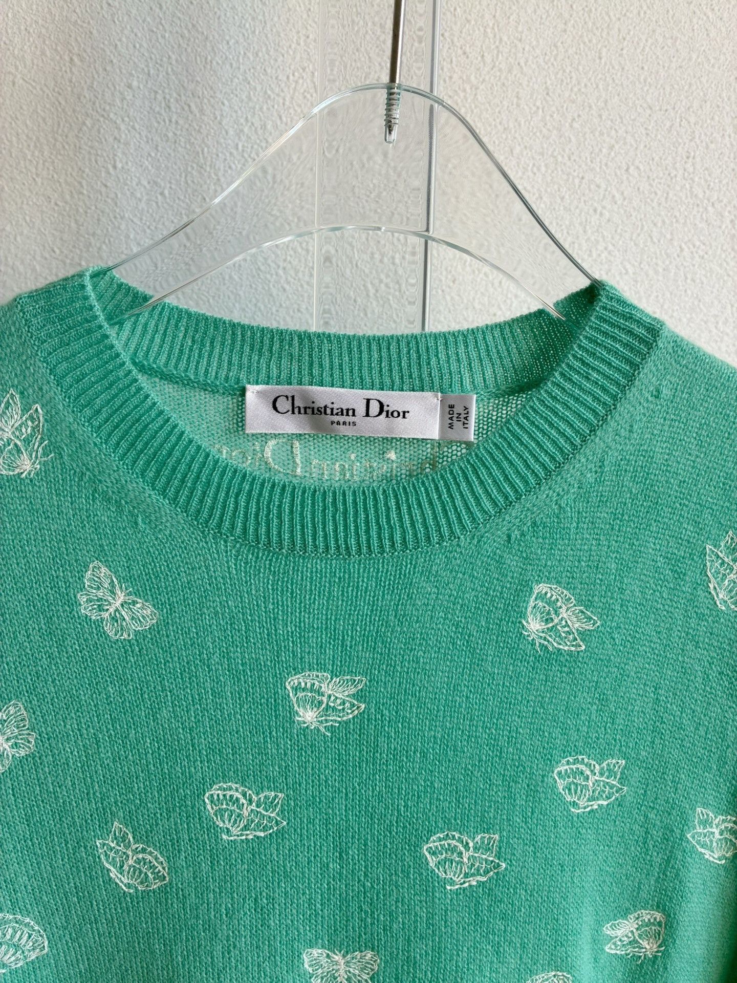 Dior Dior Mint Green Butterfly Embroidery Knit Top Size XS / US 0-2 / IT 36-38 - 4 Thumbnail