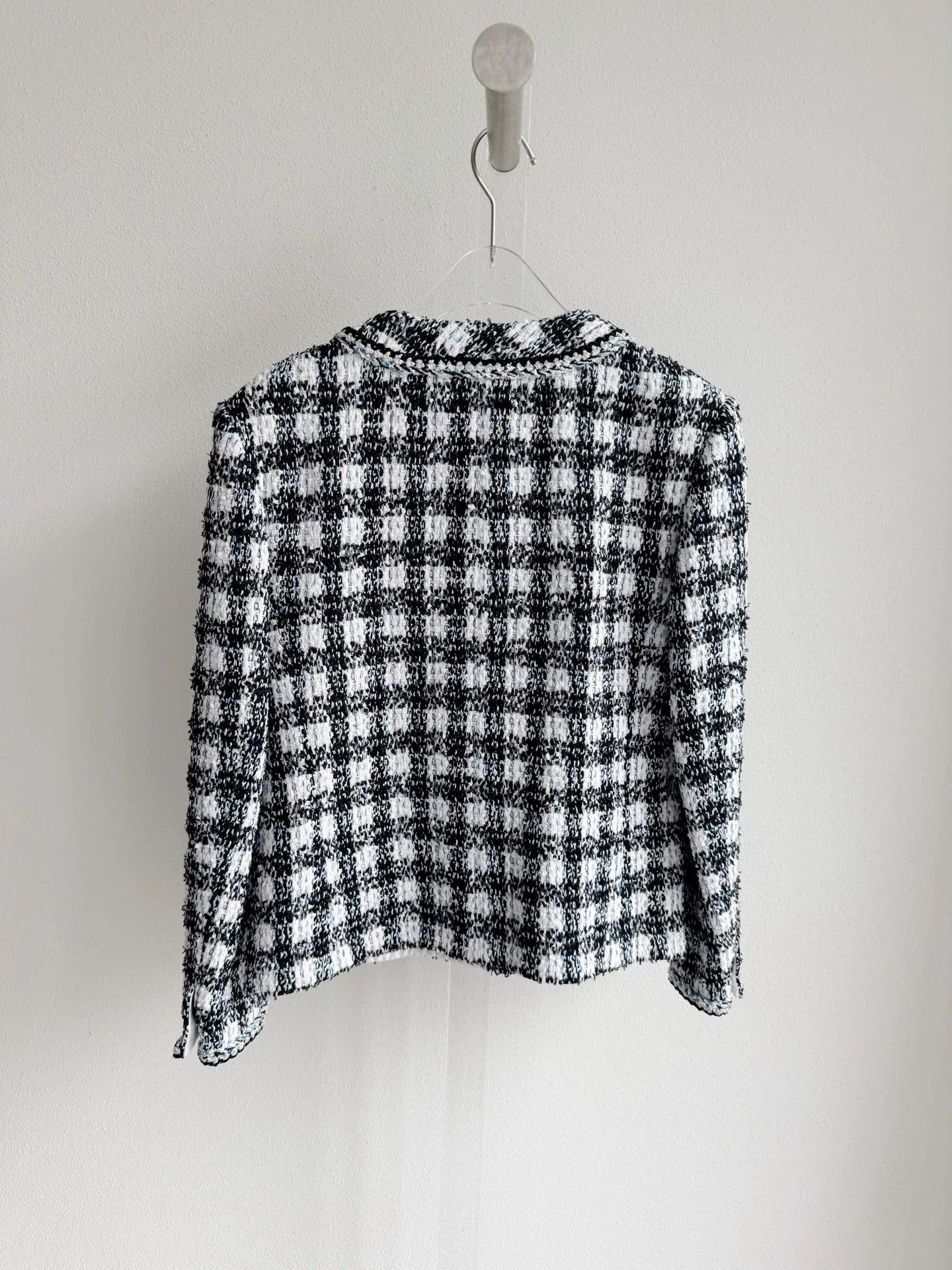 Chanel Chanel 23P Black White Plaid Tweed Coat Size XS / US 0-2 / IT 36-38 - 3 Thumbnail