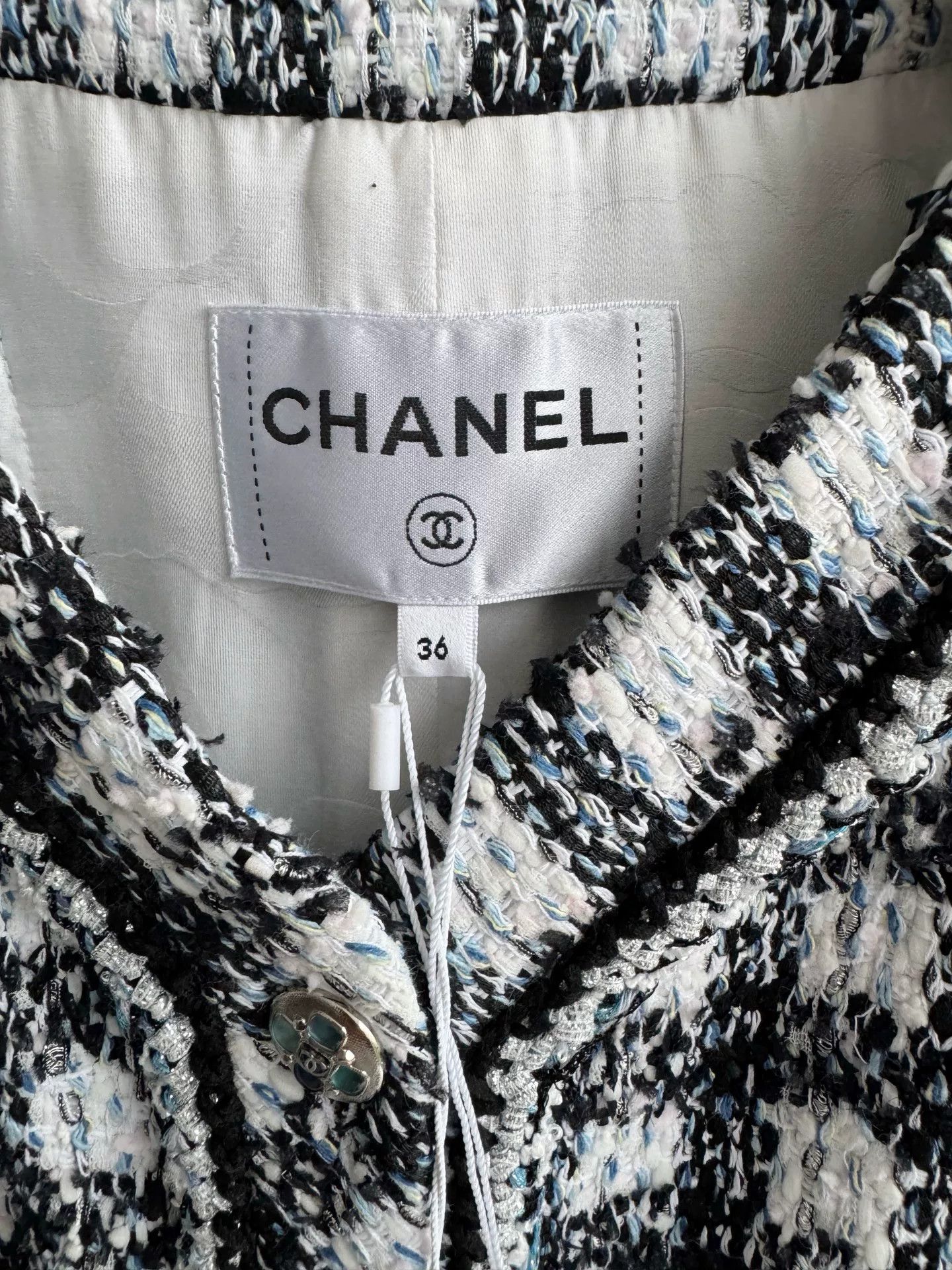 Chanel Chanel 23P Black White Plaid Tweed Coat Size XS / US 0-2 / IT 36-38 - 5 Thumbnail