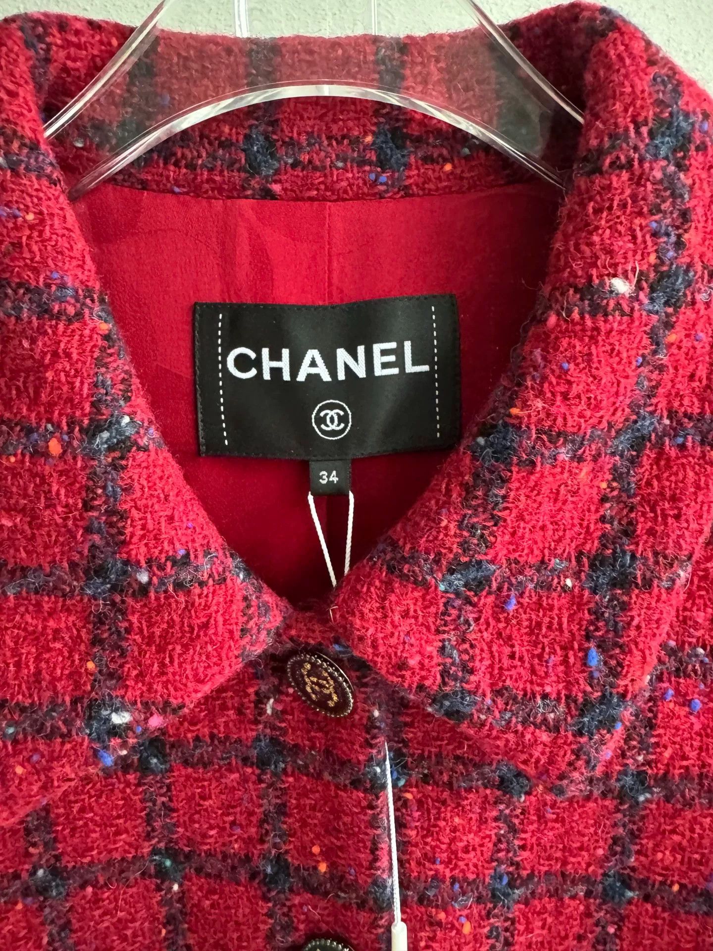 Chanel Chanel 22K Red Black Plaid Jacket Size XXS / US 00 / IT 34 - 4 Thumbnail