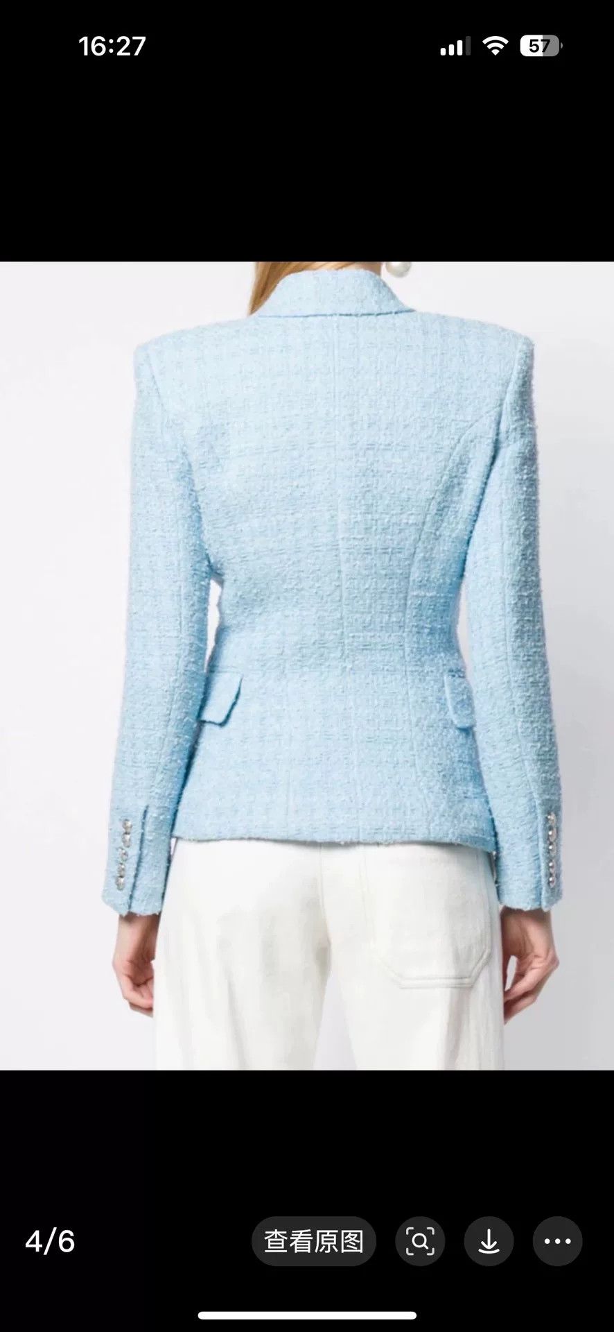 Balmain Balmain Sky Blue Tweed Jacket Size 36 Size XS / US 0-2 / IT 36-38 - 2 Thumbnail