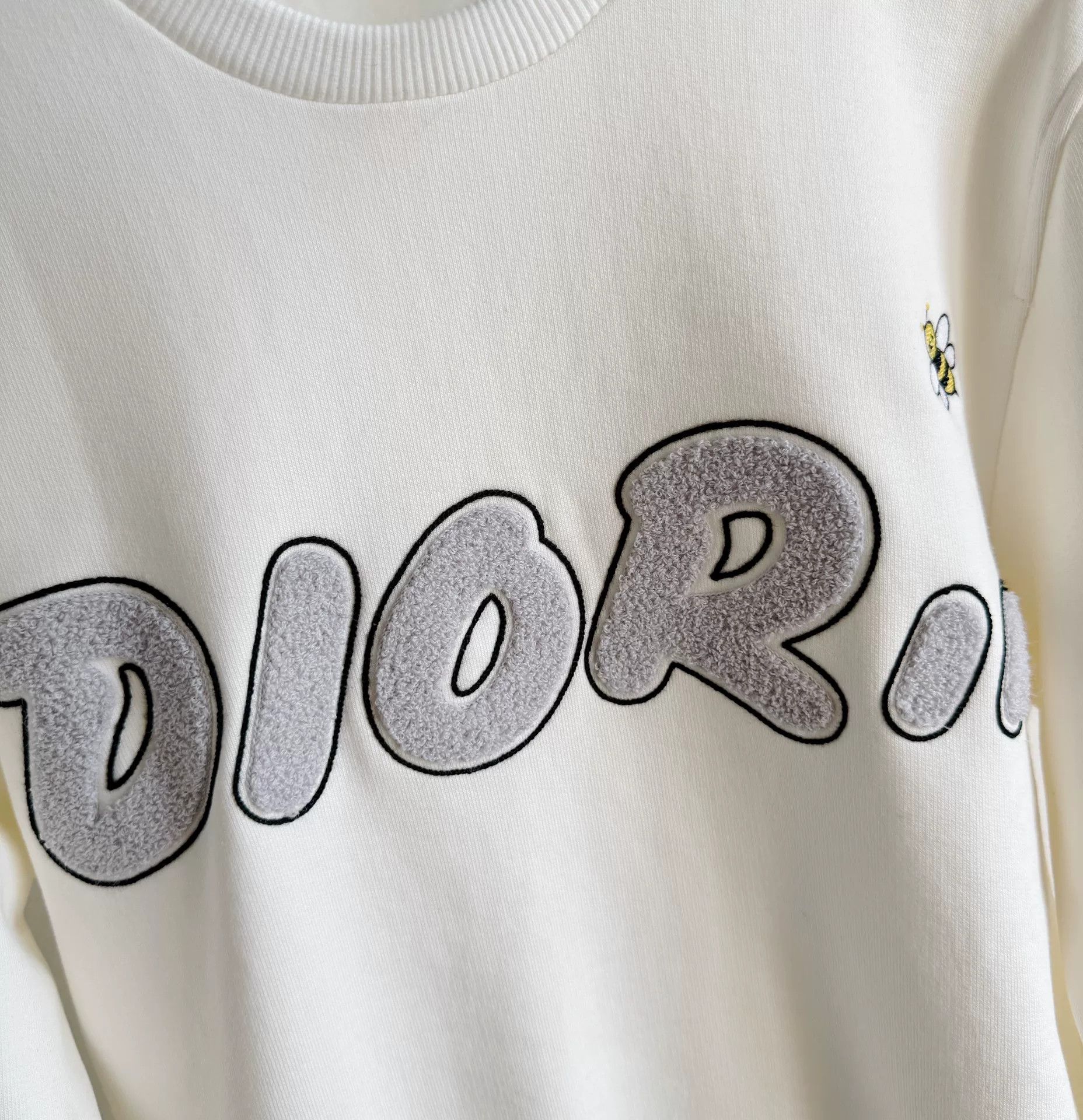 Dior Dior White Flocked Logo Bee Sweatshirt Size XXS / US 00 / IT 34 - 5 Thumbnail