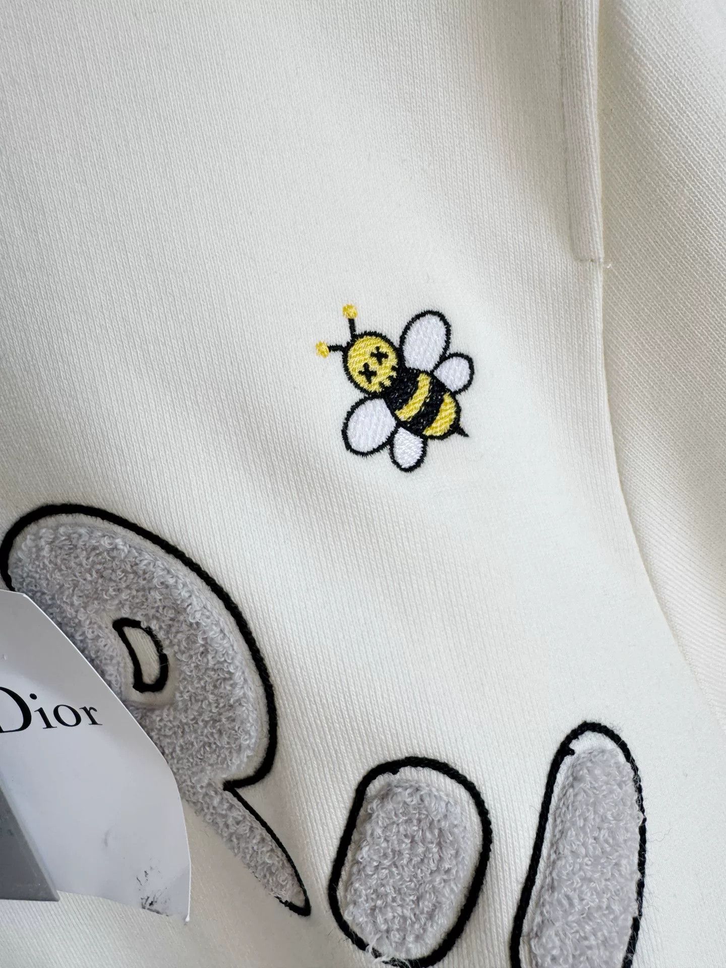 Dior Dior White Flocked Logo Bee Sweatshirt Size XXS / US 00 / IT 34 - 4 Thumbnail