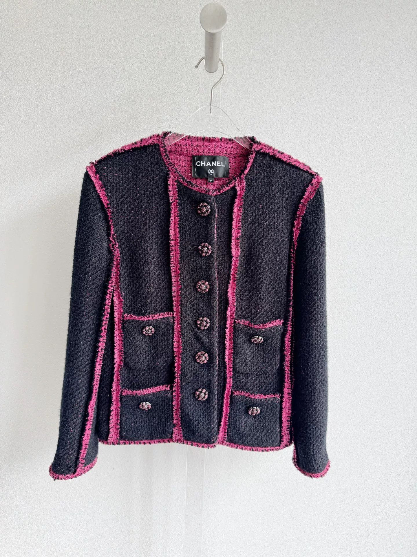 Chanel Chanel 22K Black Pink Four-Pocket Jacket Size XXS / US 00 / IT 34 - 2 Thumbnail
