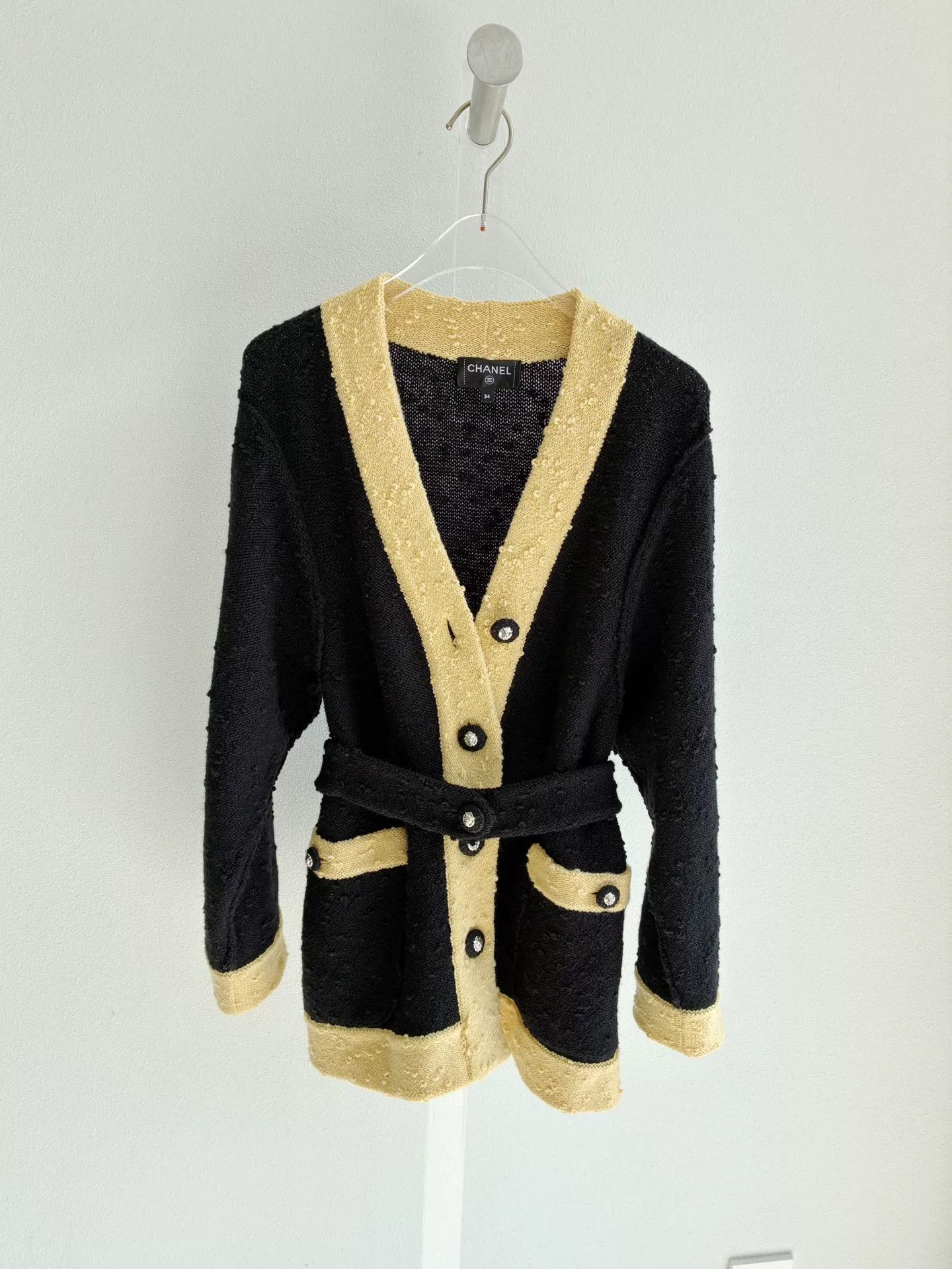 Chanel Chanel 24K Black Yellow Colorblock Wool Cardigan Size XXS / US 00 / IT 34 - 2 Thumbnail
