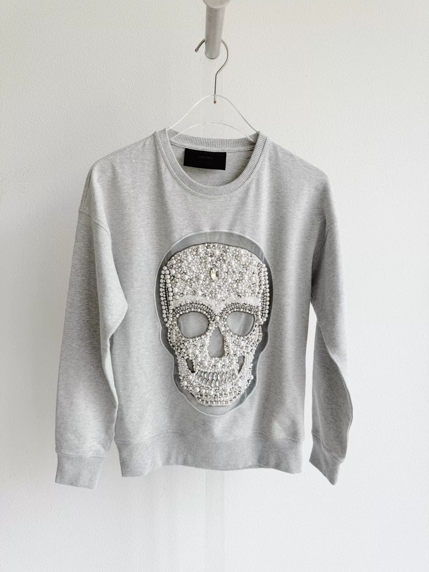 Philipp Plein Philipp Plein Skull Rhinestone Pearl Crewneck Sweatshirt Size S / US 4 / IT 40 - 3 Thumbnail
