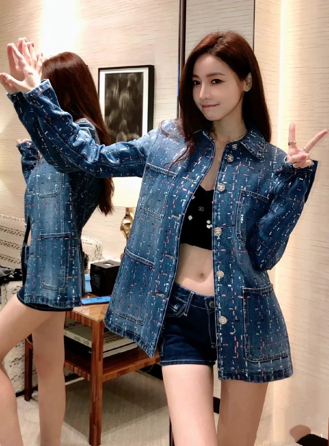 Chanel Chanel 23A Sequin Embroidery Denim Jacket Size XXS / US 00 / IT 34 - 5 Thumbnail