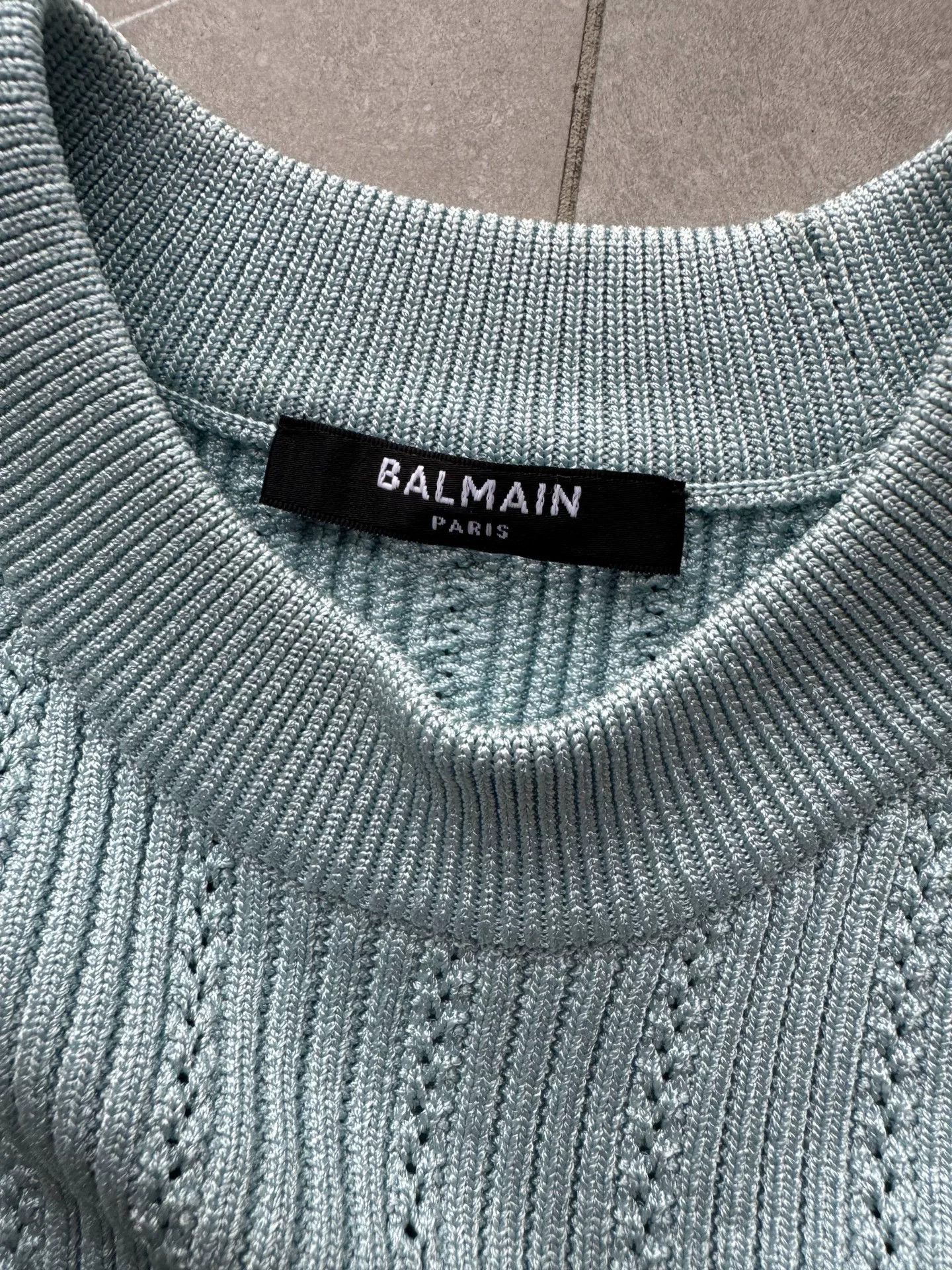 Balmain Balmain Light Blue Short-Sleeve Knit Top Size S / US 4 / IT 40 - 5 Thumbnail