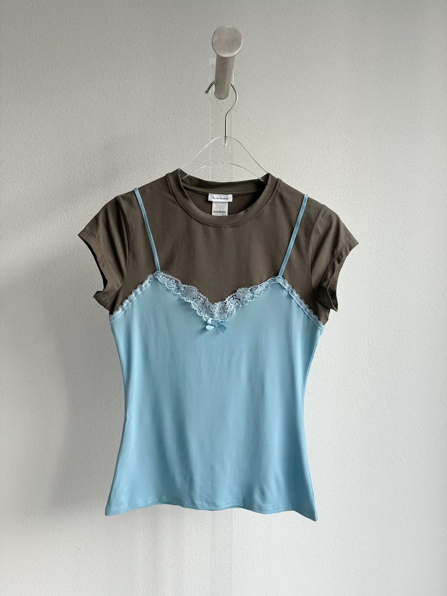 Acne Studios Acne Studios Bow Lace Short Sleeve Top Size XS / US 0-2 / IT 36-38 - 2 Thumbnail