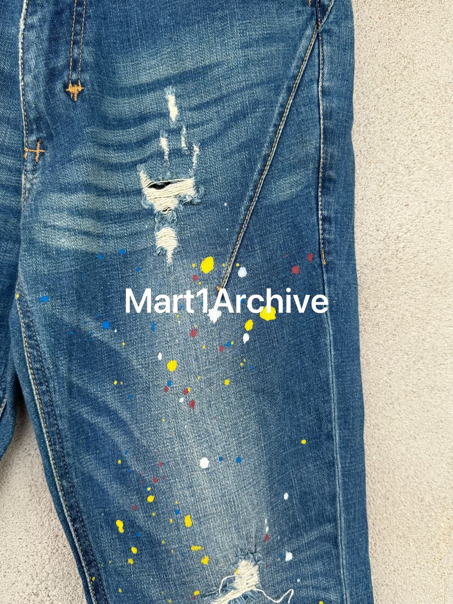 Number (N)ine Number Nine Splatter Washed Blue Jeans Size US 30 / EU 46 - 4 Thumbnail