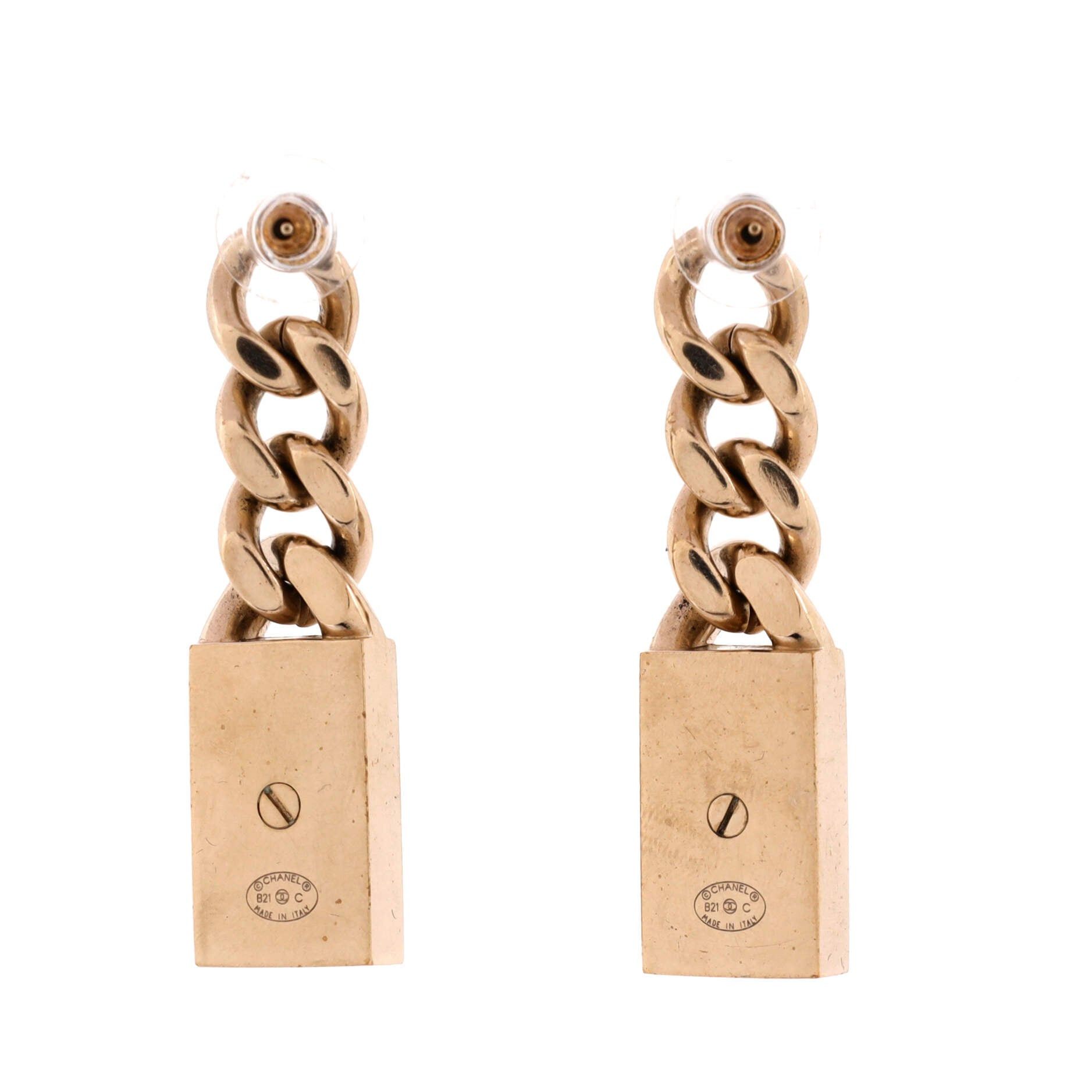 Chanel CC Dog Tag Charm Drop Earrings Size ONE SIZE - 3 Thumbnail