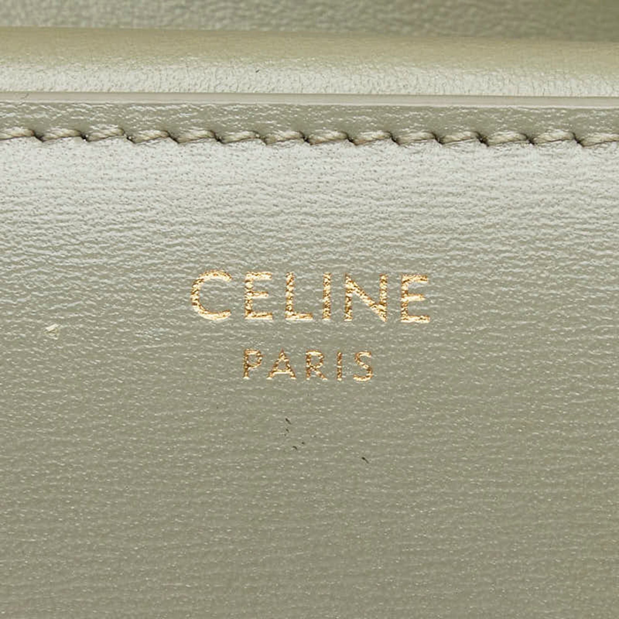 Celine Celine Triomphe Compact Wallet, Tri-fold Golden Khaki and Green Leather, Women's, CELINE Size ONE SIZE - 6 Thumbnail