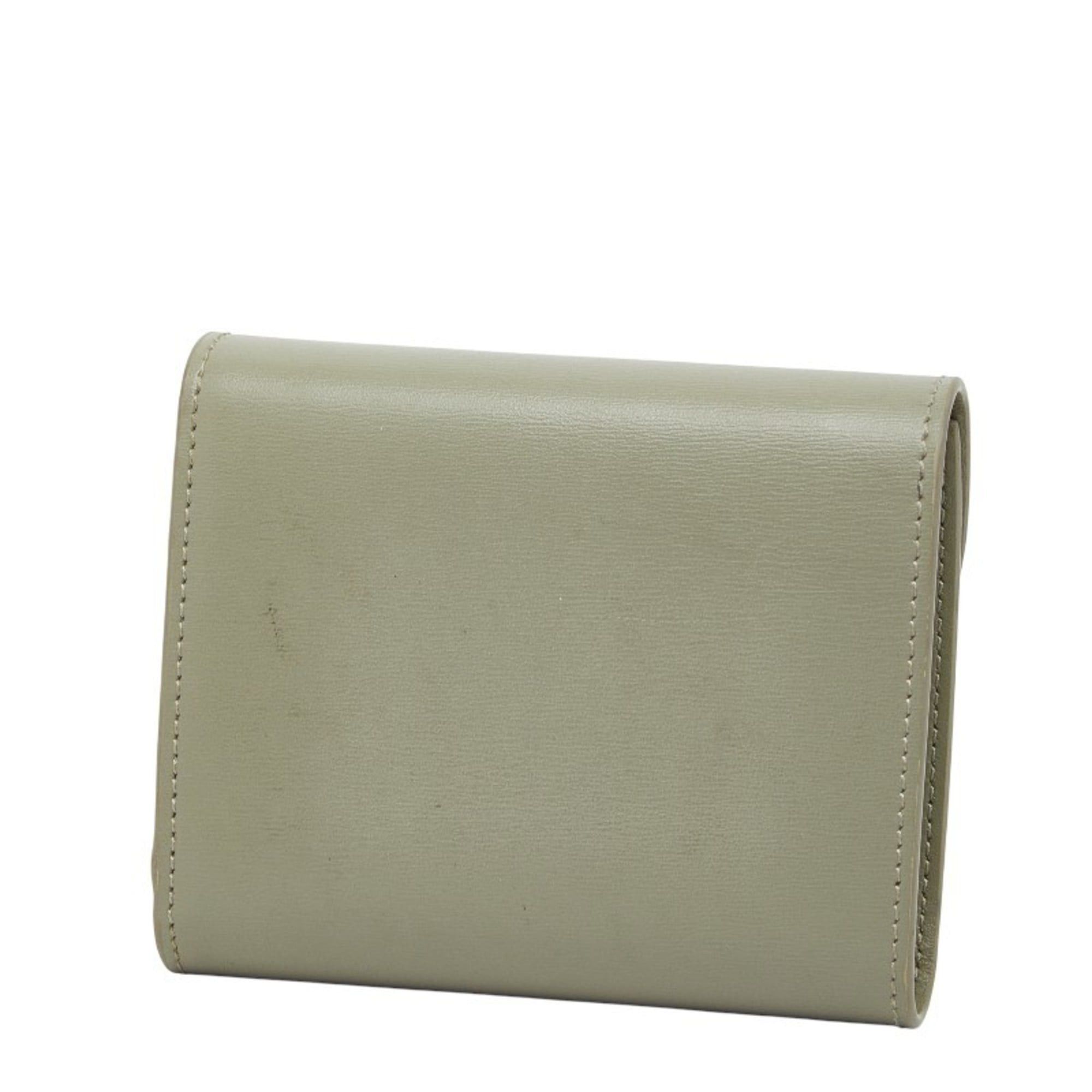 Celine Celine Triomphe Compact Wallet, Tri-fold Golden Khaki and Green Leather, Women's, CELINE Size ONE SIZE - 2 Thumbnail