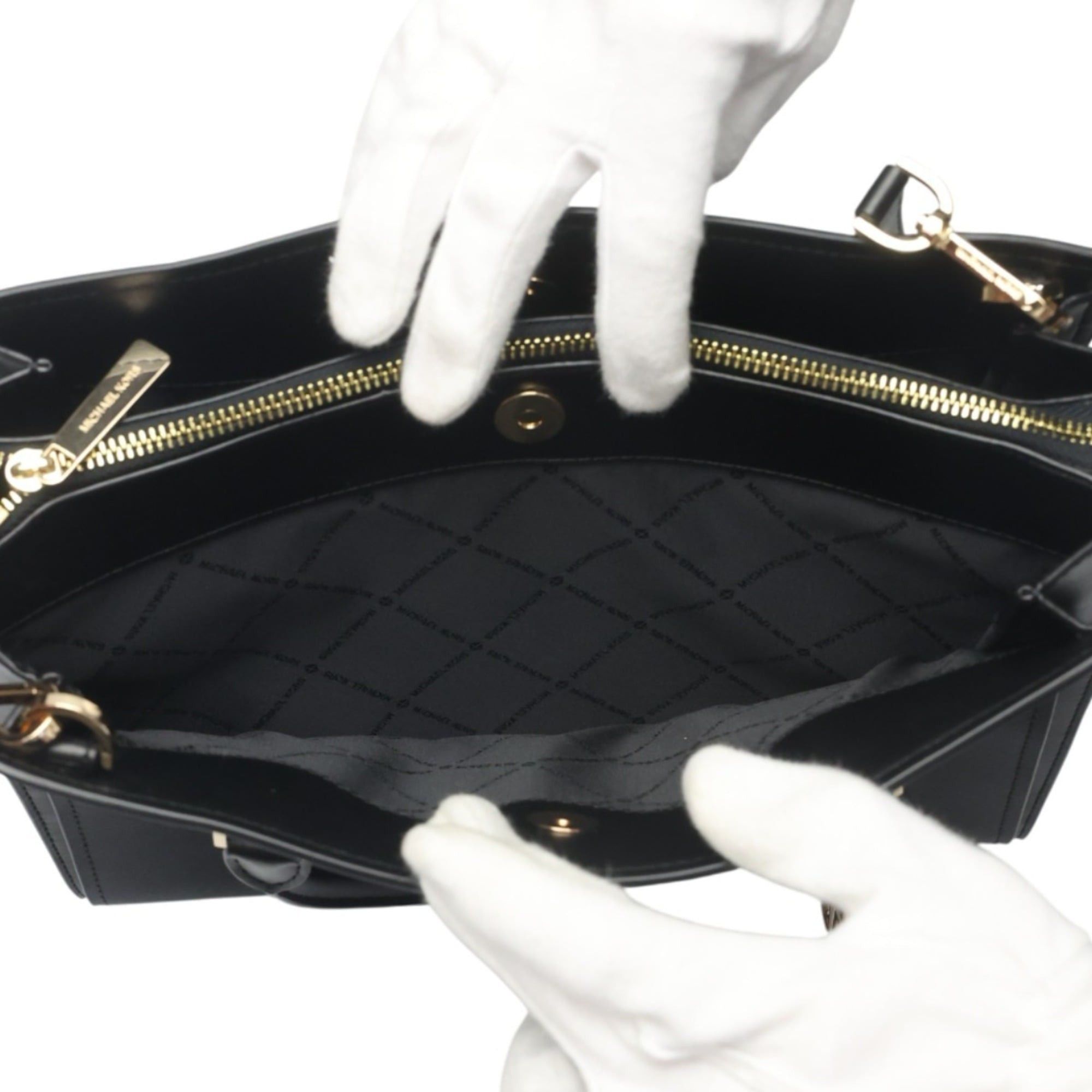 Michael Kors Michael Kors Sheila Satchel Tote Bag, Leather, 35T0GWXS3L, Black Size ONE SIZE - 14 Thumbnail