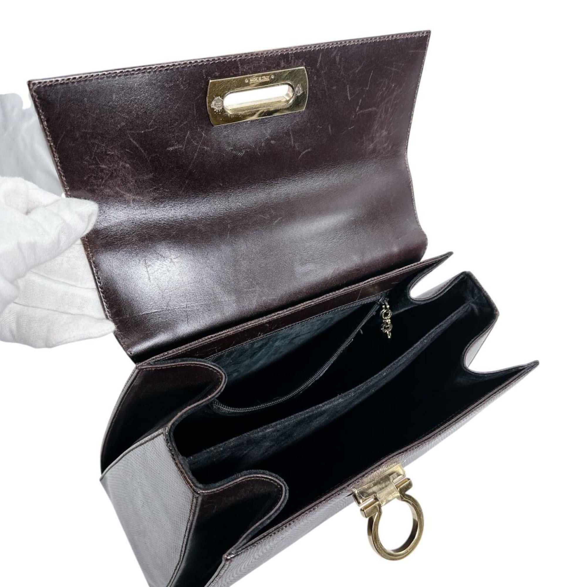 Salvatore Ferragamo Salvatore Ferragamo handbag in brown Gancini embossed leather Size ONE SIZE - 13 Thumbnail