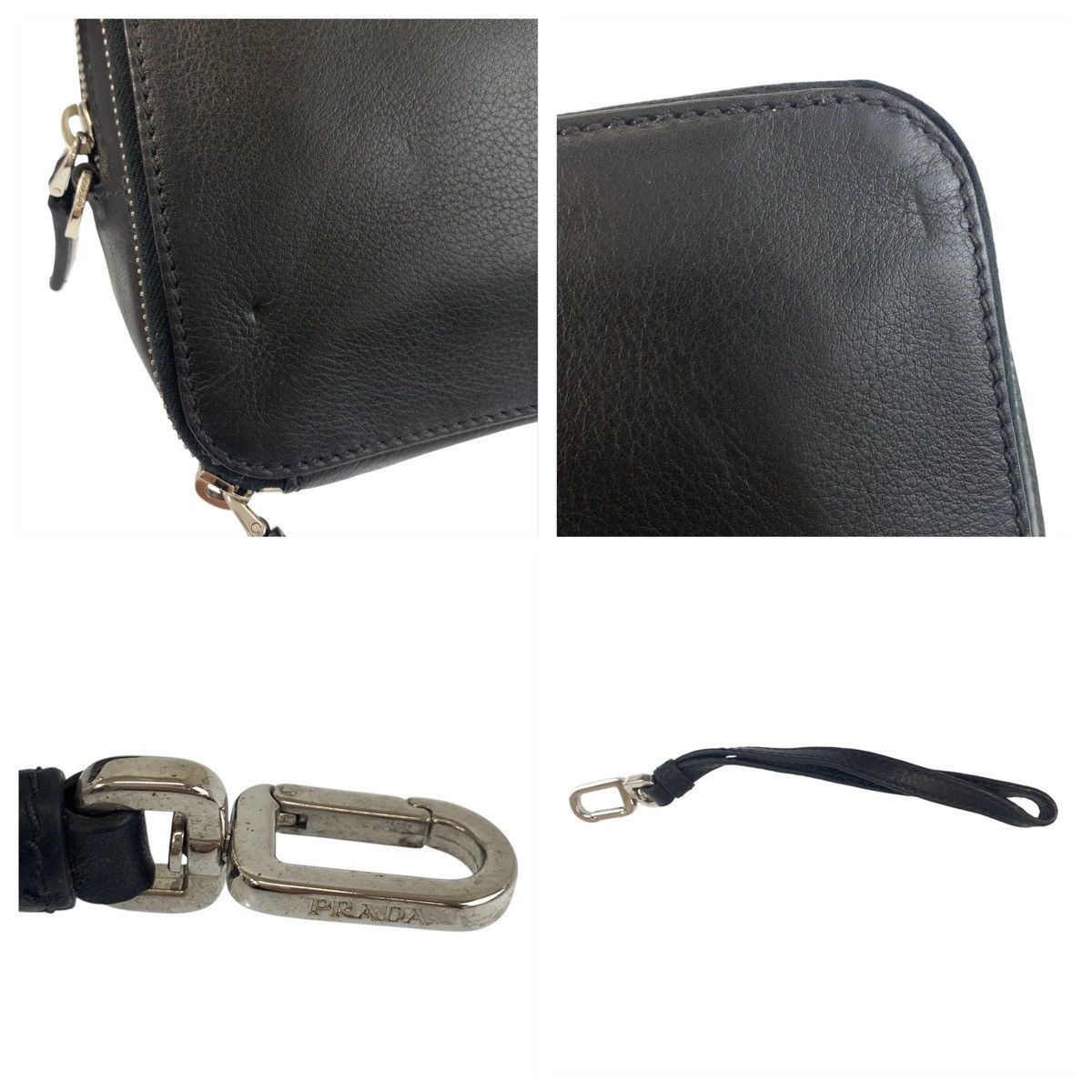 Prada Prada Prada Triangle Logo Leather Clutch Bag Leather Clutch Bag DUTY FREE for USA Size ONE SIZE - 6 Thumbnail