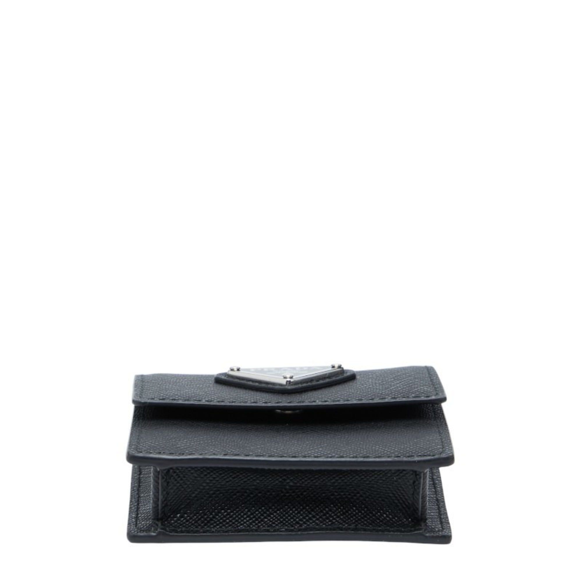Prada Prada Triangle Logo Plate Small Accessory Pouch in Black Saffiano Leather for Women Size ONE SIZE - 3 Thumbnail