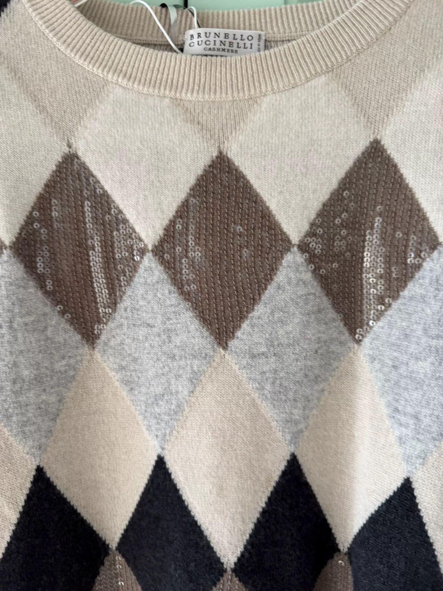 Brunello Cucinelli Brunello Cucinelli Argyle Cashmere Wool Sweater Size XS / US 0-2 / IT 36-38 - 7 Thumbnail