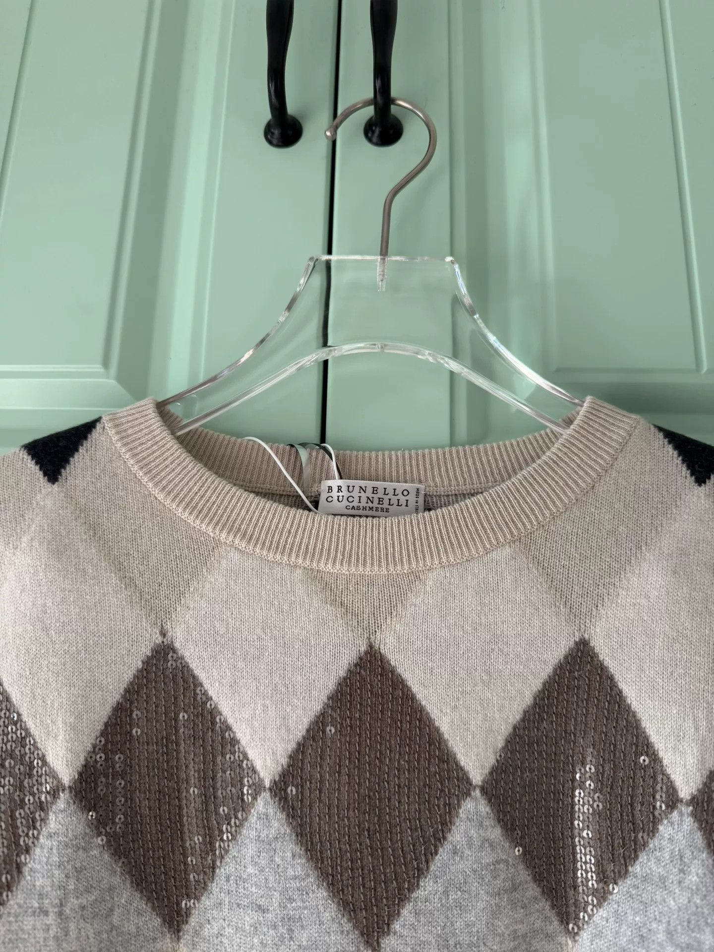 Brunello Cucinelli Brunello Cucinelli Argyle Cashmere Wool Sweater Size XS / US 0-2 / IT 36-38 - 6 Thumbnail