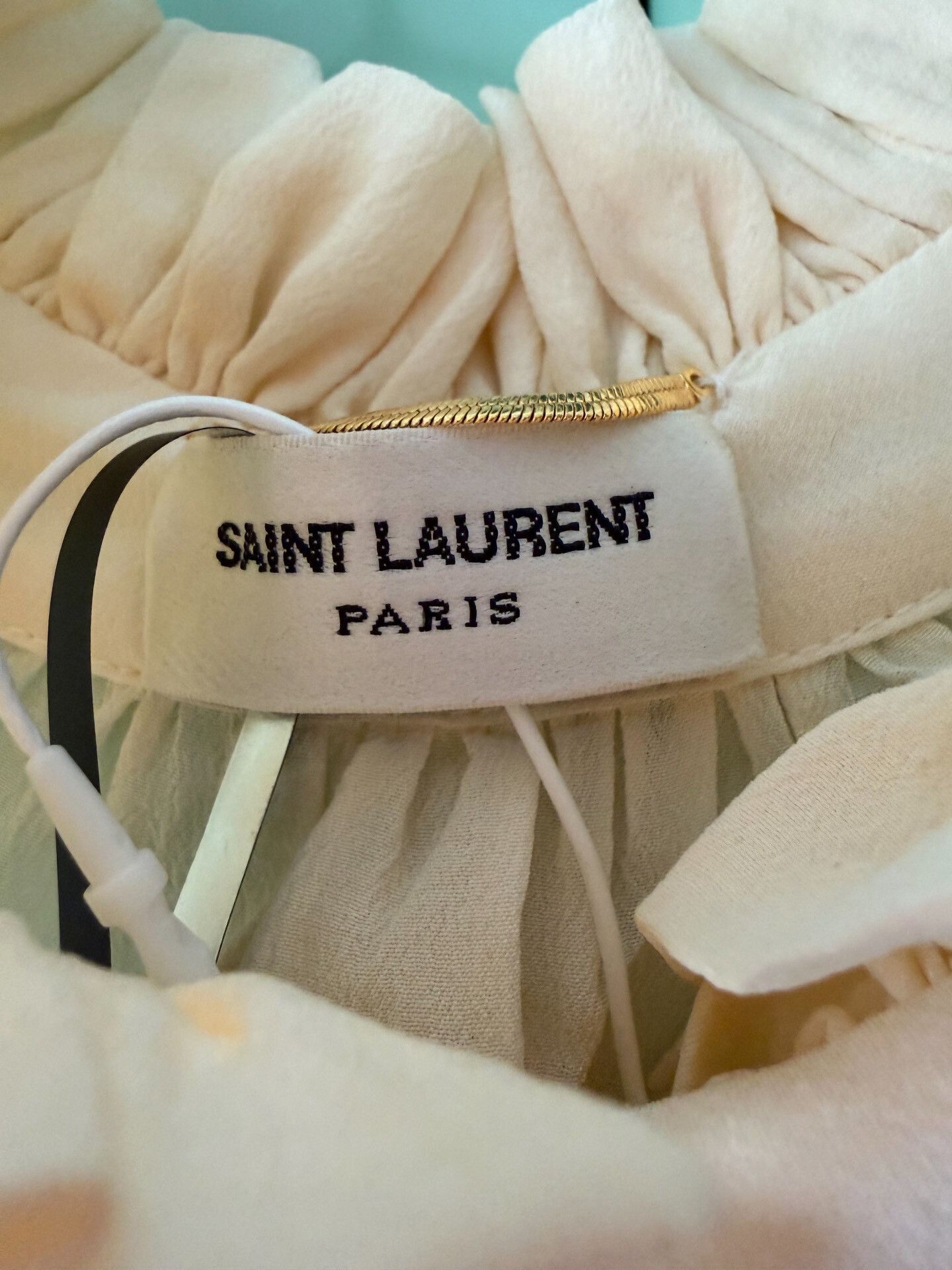 Yves Saint Laurent YSL Ivory Silk Ruffle Detail Shirt Size S / US 4 / IT 40 - 3 Thumbnail